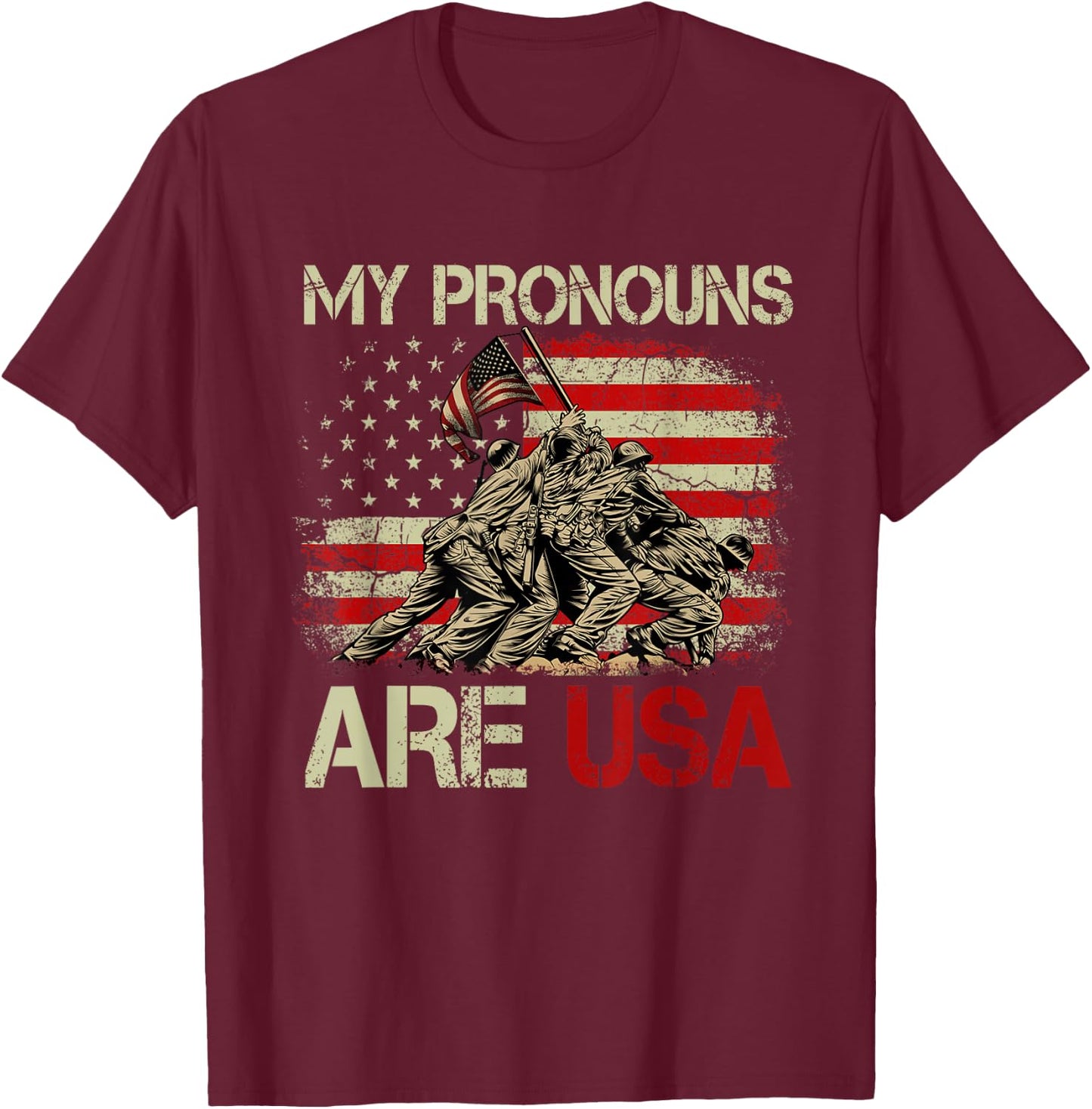 My Pronouns Are Usa 4th Of July American Flag Tie Dye Men T-Shirt - T-Shirt | Maroon