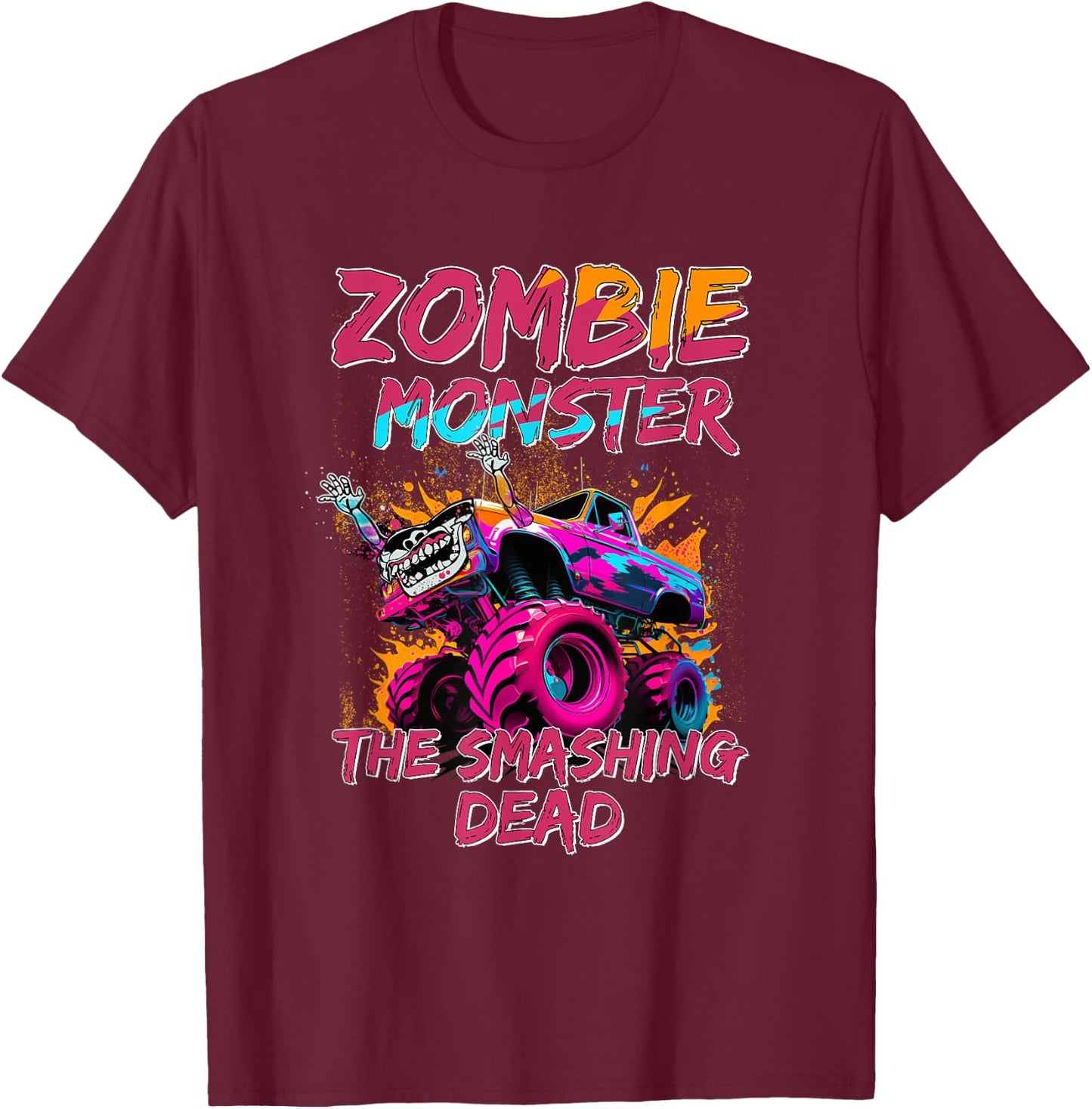 Zombie Monster Truck The Smashing Dead T-Shirt - T-Shirt | Maroon
