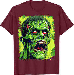 Classic Horror Green Zombie T-Shirt - T-Shirt | Maroon