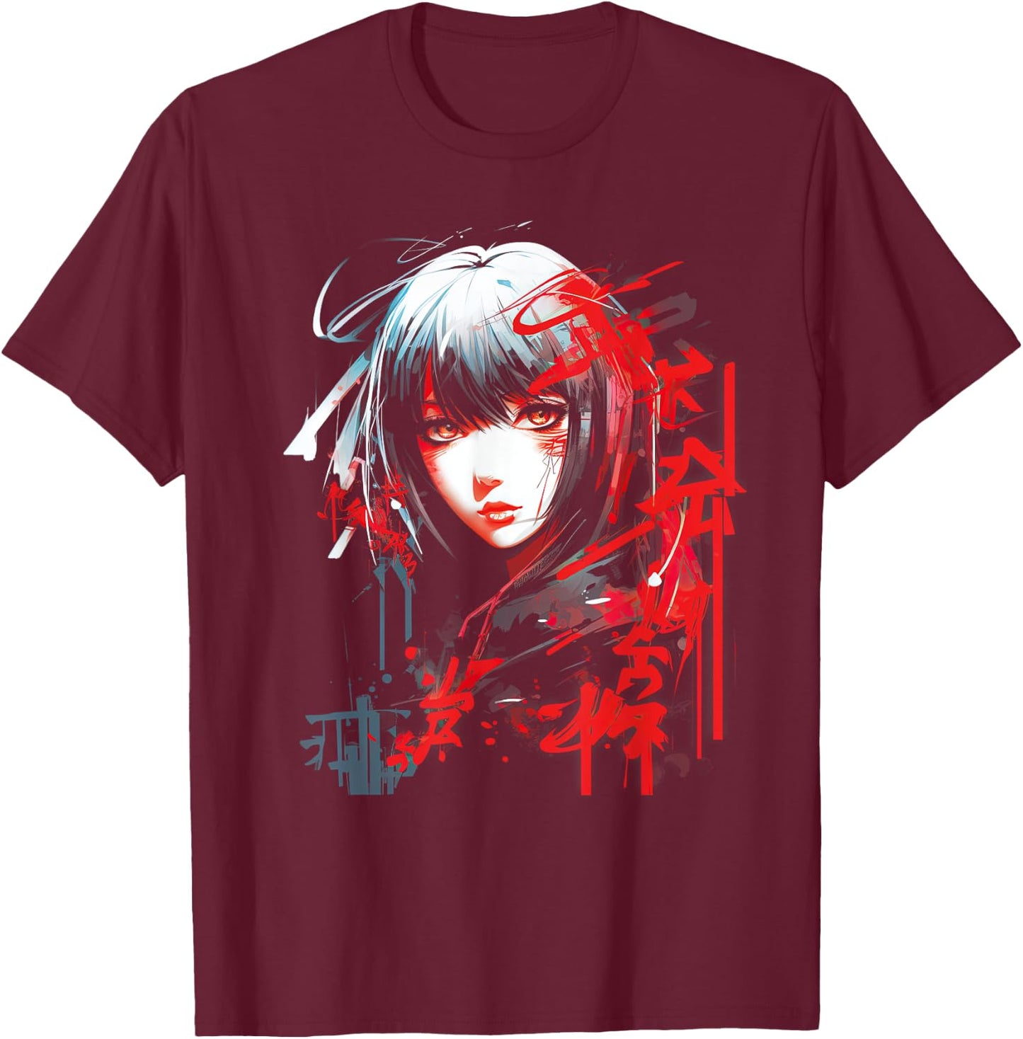 Anime Goth Girl Aesthetic Dark Pastel Edgy Manga T-Shirt - T-Shirt | Maroon