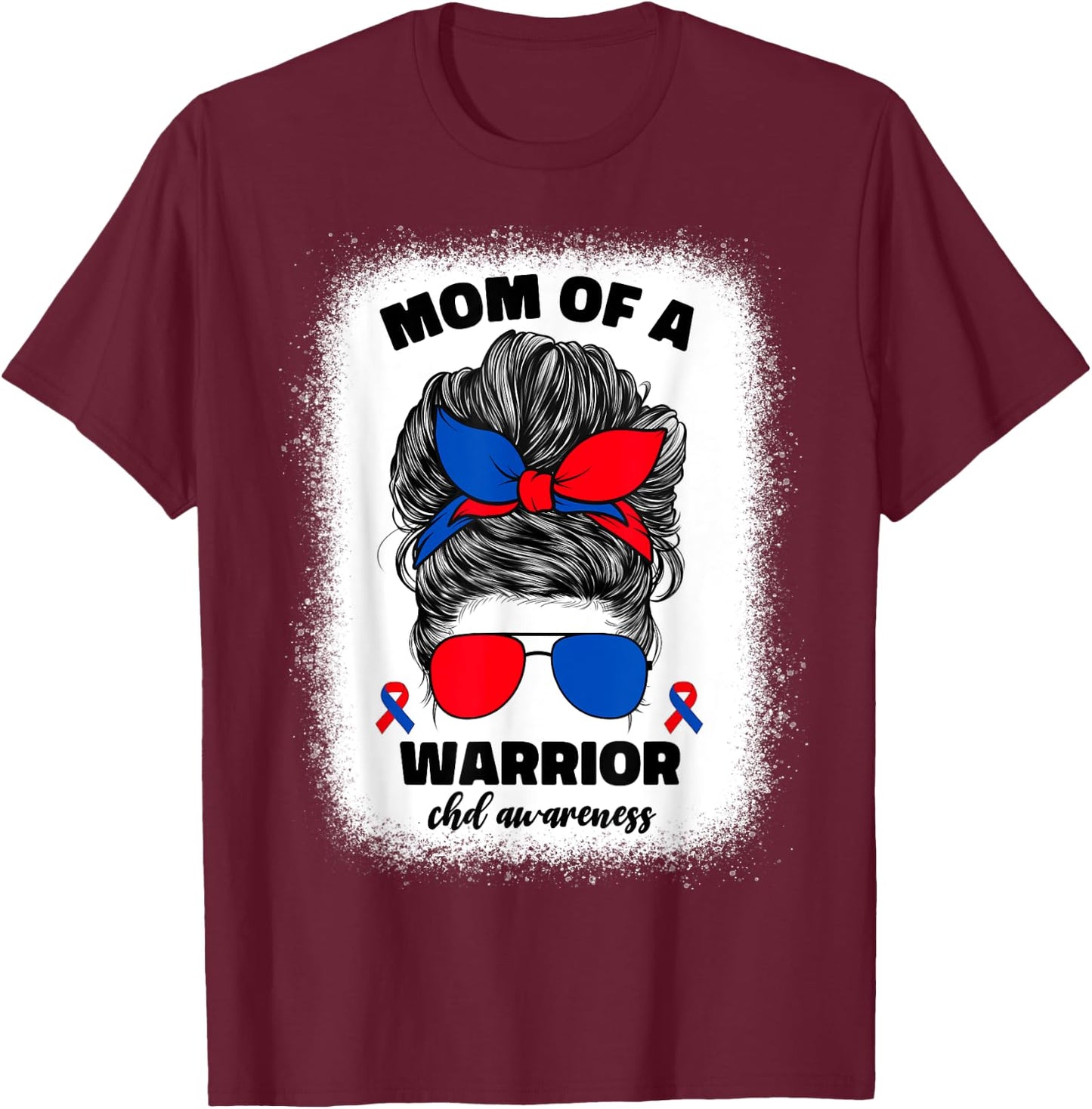 Mom of a Warrior CHD Congenital Heart Defect Awareness Women T-Shirt - T-Shirt | Maroon
