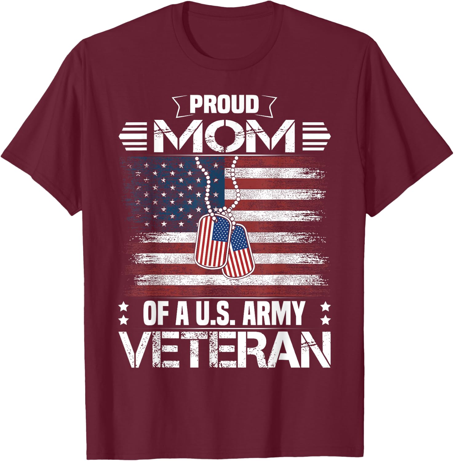 Proud Mom of A US Army Veteran Day Family Matching T-Shirt - T-Shirt | Maroon