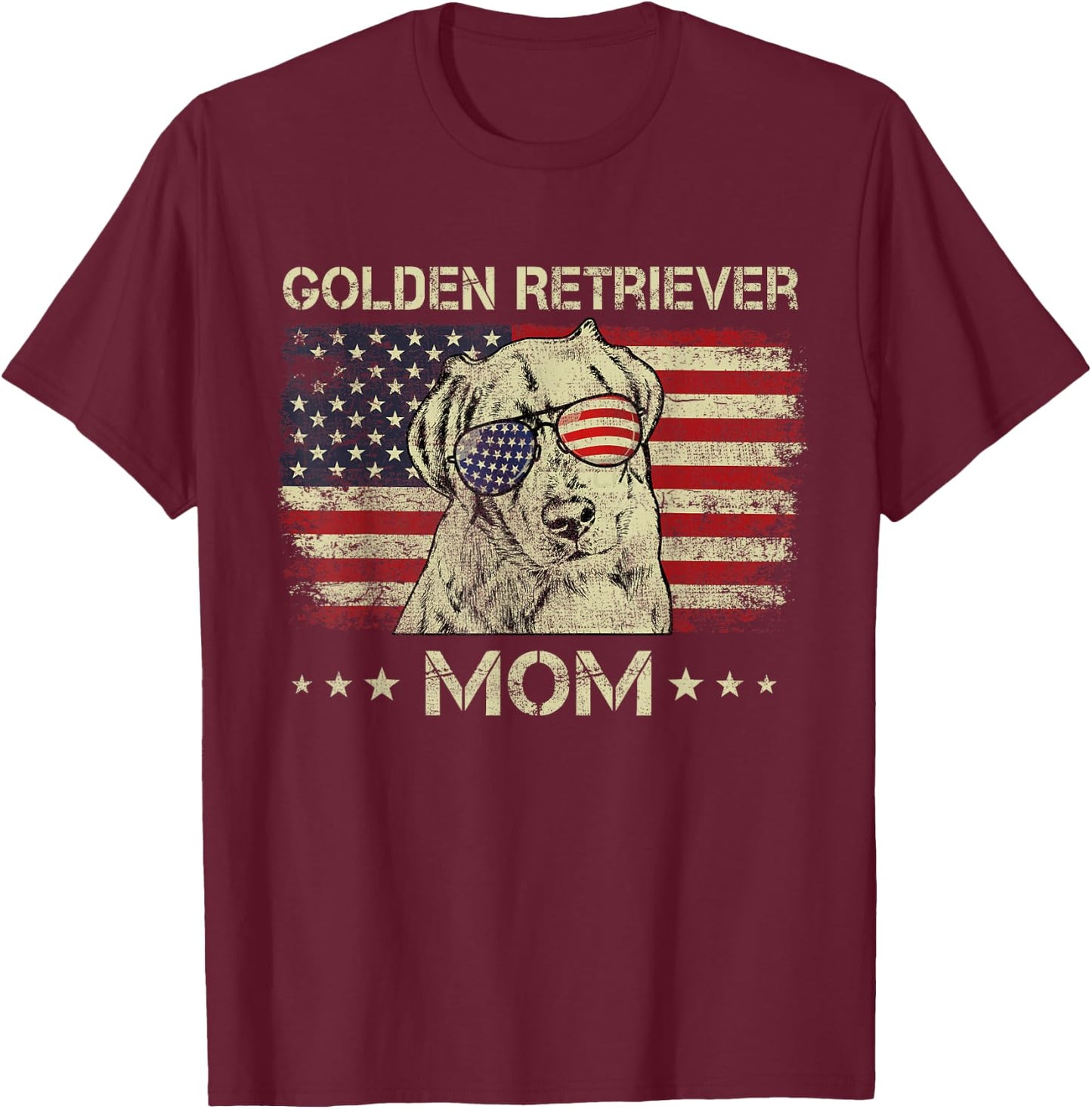 Golden Retriever Mom Dog Lovers American Flag 4th Of July Men T-Shirt - T-Shirt | Maroon