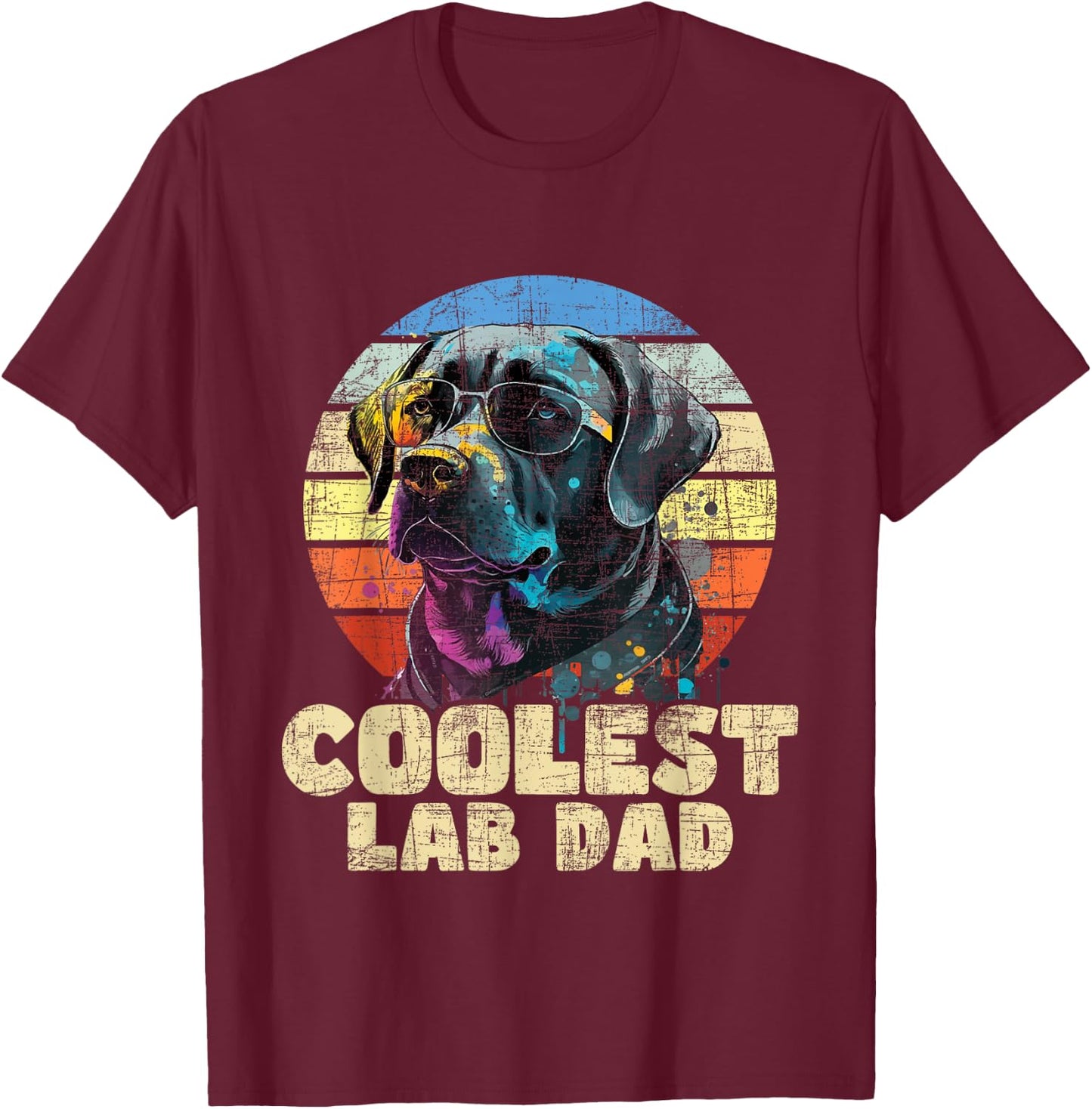 Coolest Lab Dad - Father's Day Labrador Pup Dog Owner T-Shirt - T-Shirt | Maroon
