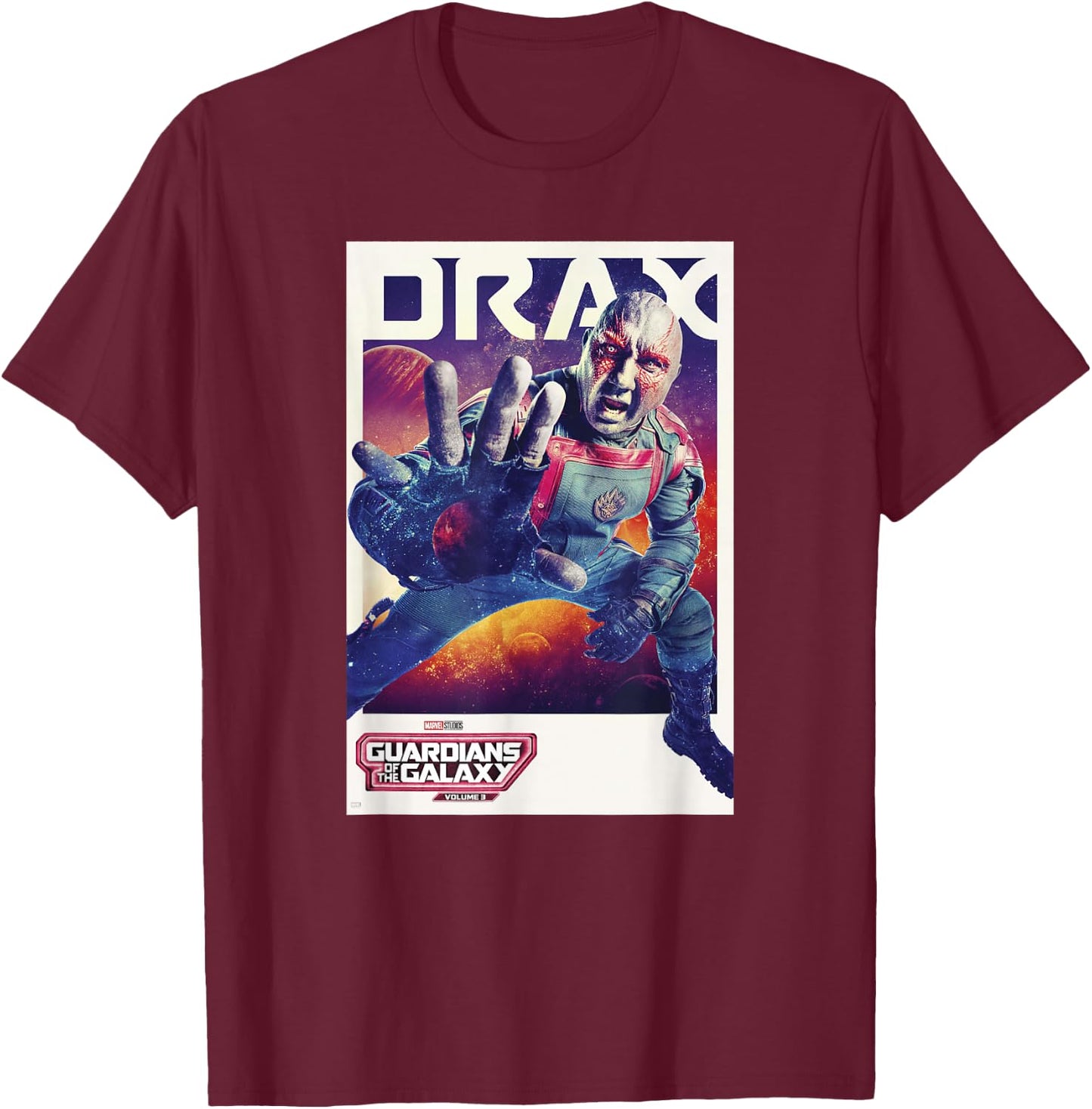 Marvel Guardians of the Galaxy Vol. 3 Drax Solo Poster T-Shirt - T-Shirt | Maroon
