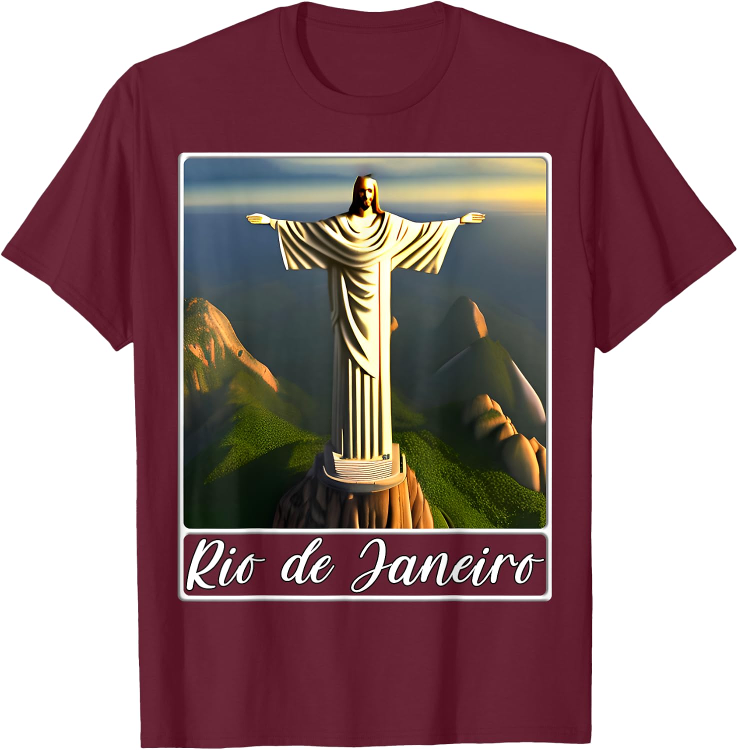 Christ the Redeemer Rio de Janeiro Brazil T-Shirt - T-Shirt | Maroon