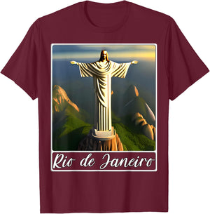 Christ the Redeemer Rio de Janeiro Brazil T-Shirt - T-Shirt | Maroon