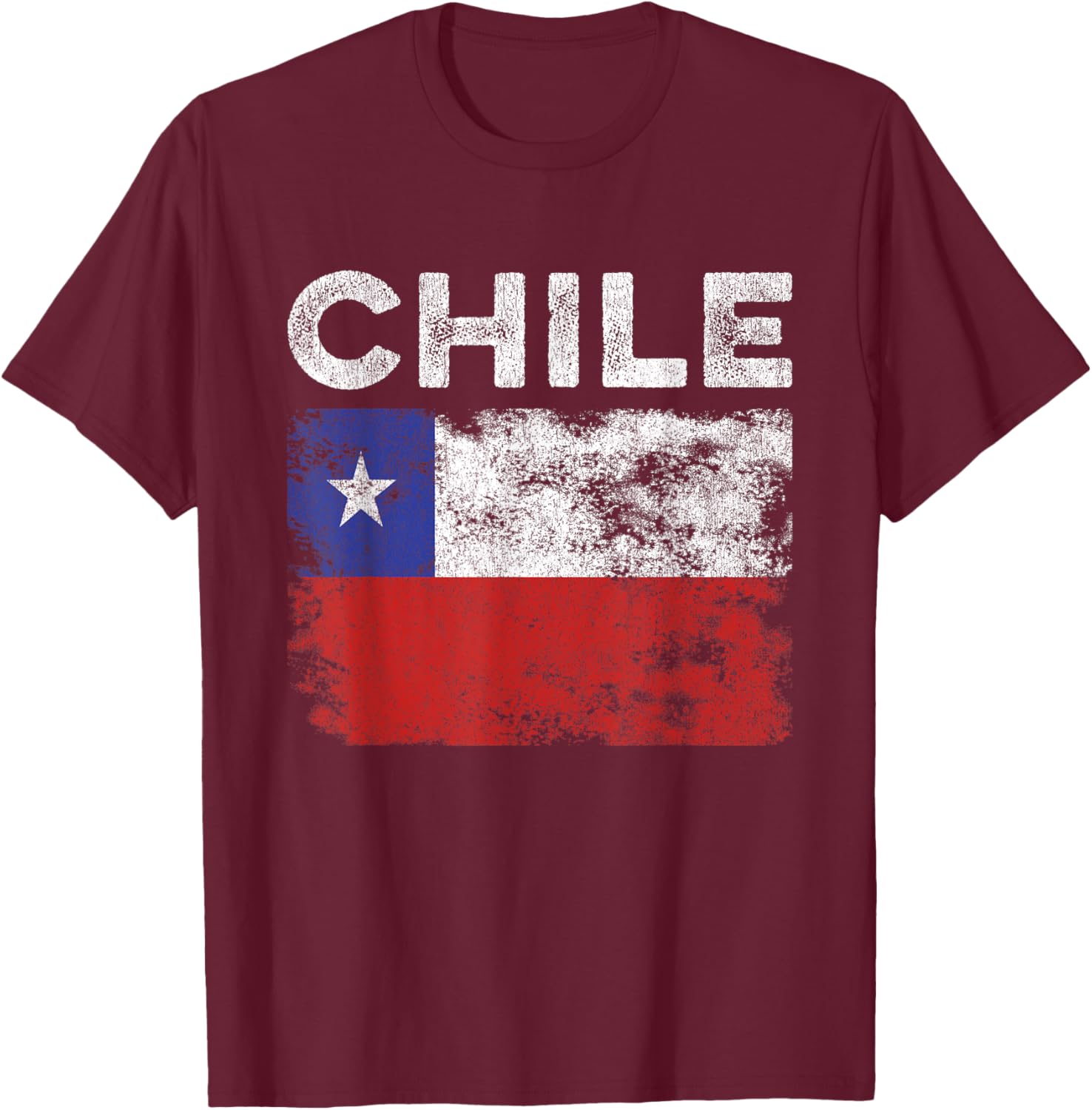 Chile Flag Distressed - Men Women Kids - Chilean Flag T-Shirt - T-Shirt | Maroon