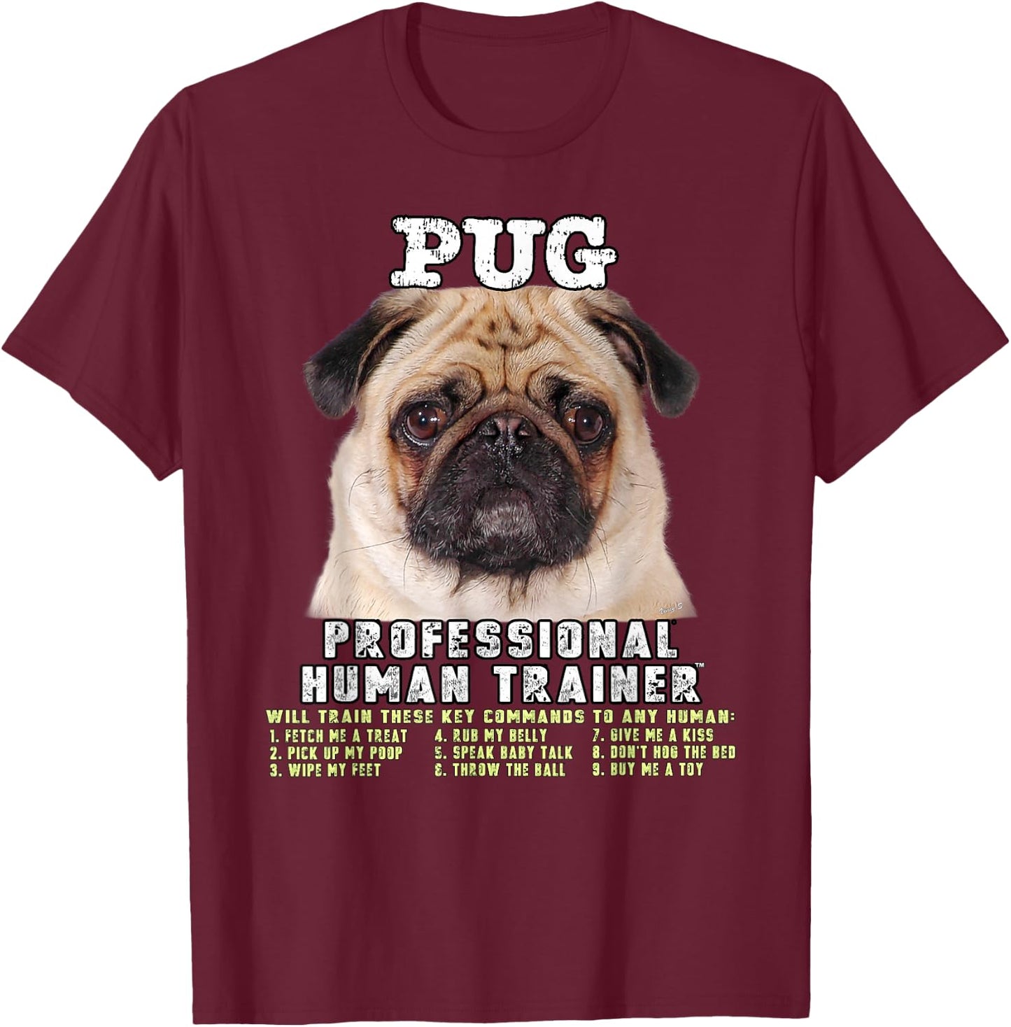 Pug Lover Owner Professional Human Trainer Gift T-Shirt - T-Shirt | Maroon