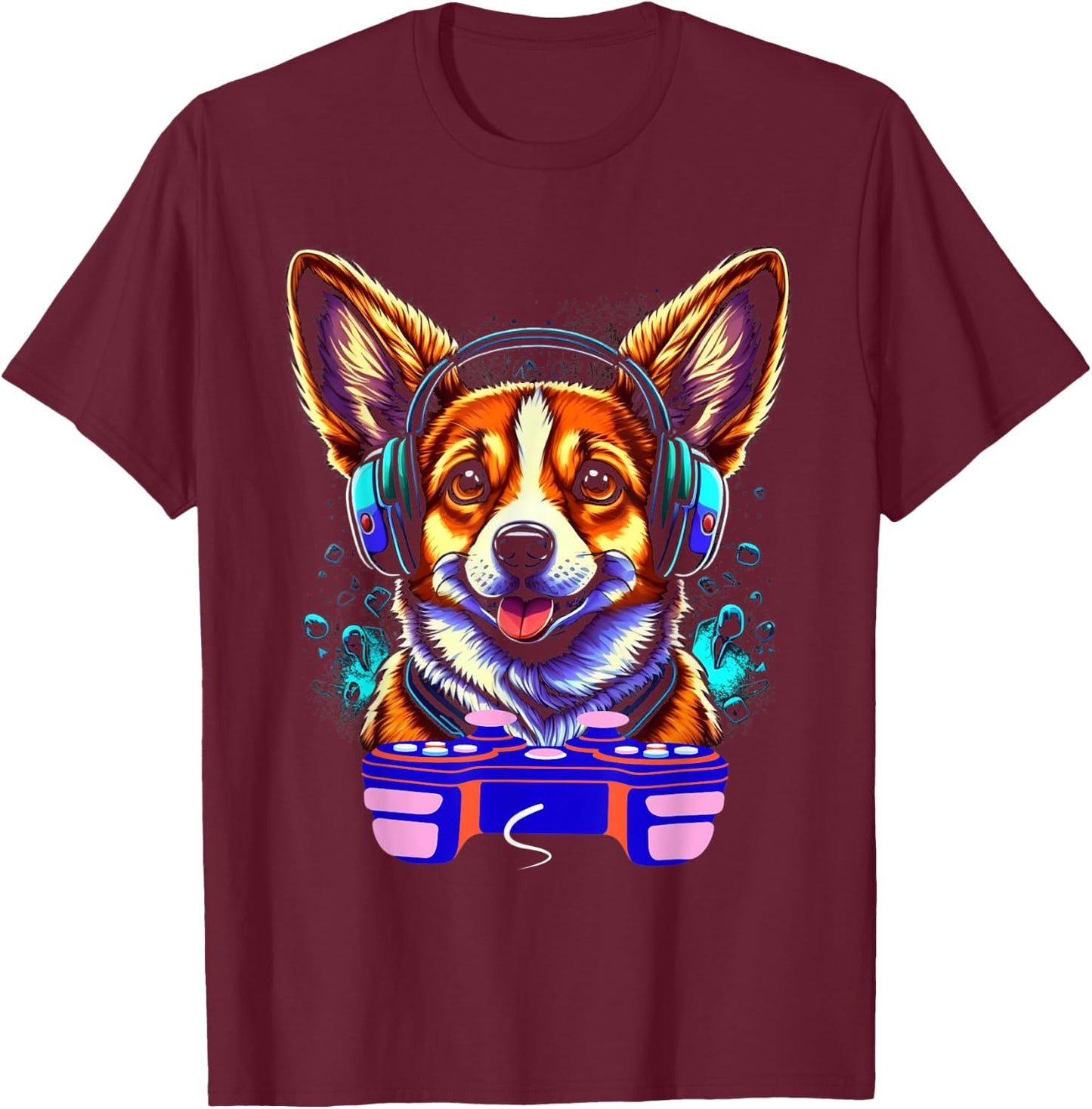Gaming Corgi Pembroke Dog Player Video Gamer Lover Men Kids T-Shirt - T-Shirt | Maroon