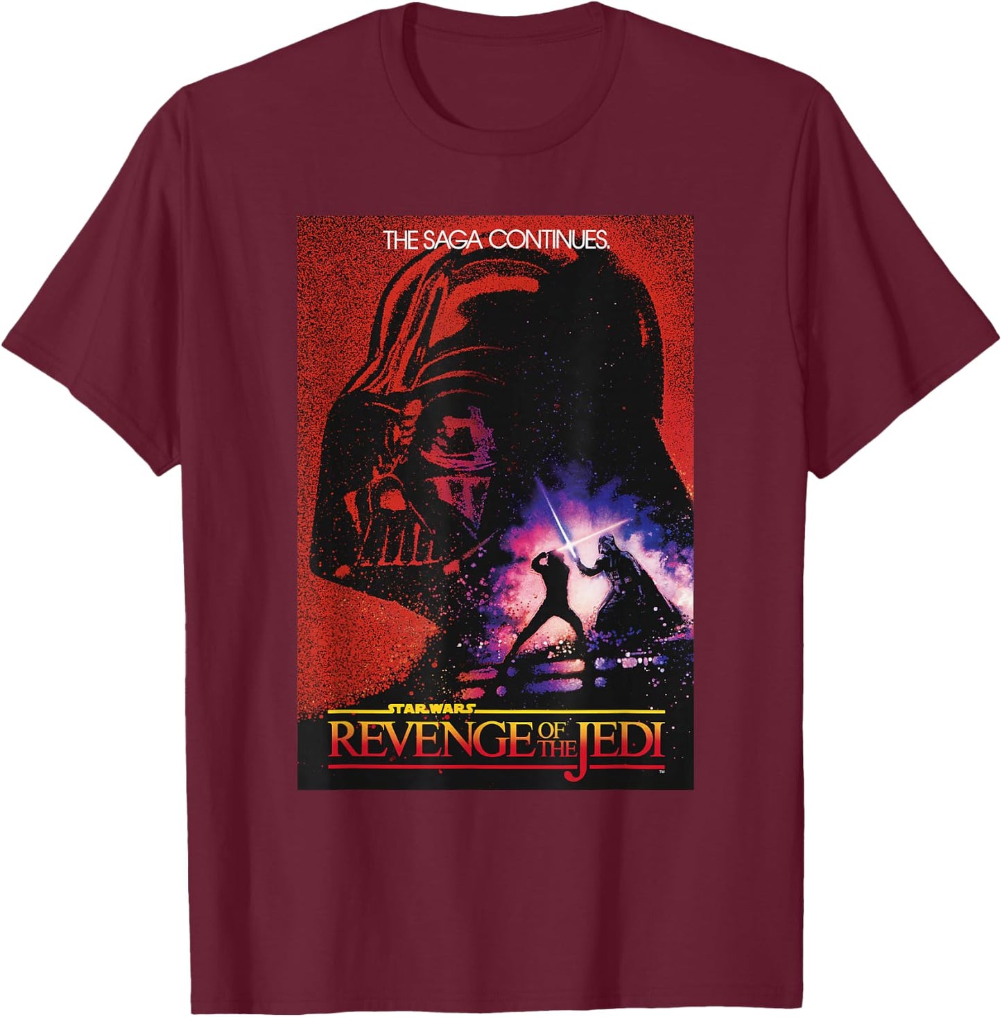 Star Wars: Return of the Jedi Darth Vader Background Poster T-Shirt - T-Shirt | Maroon