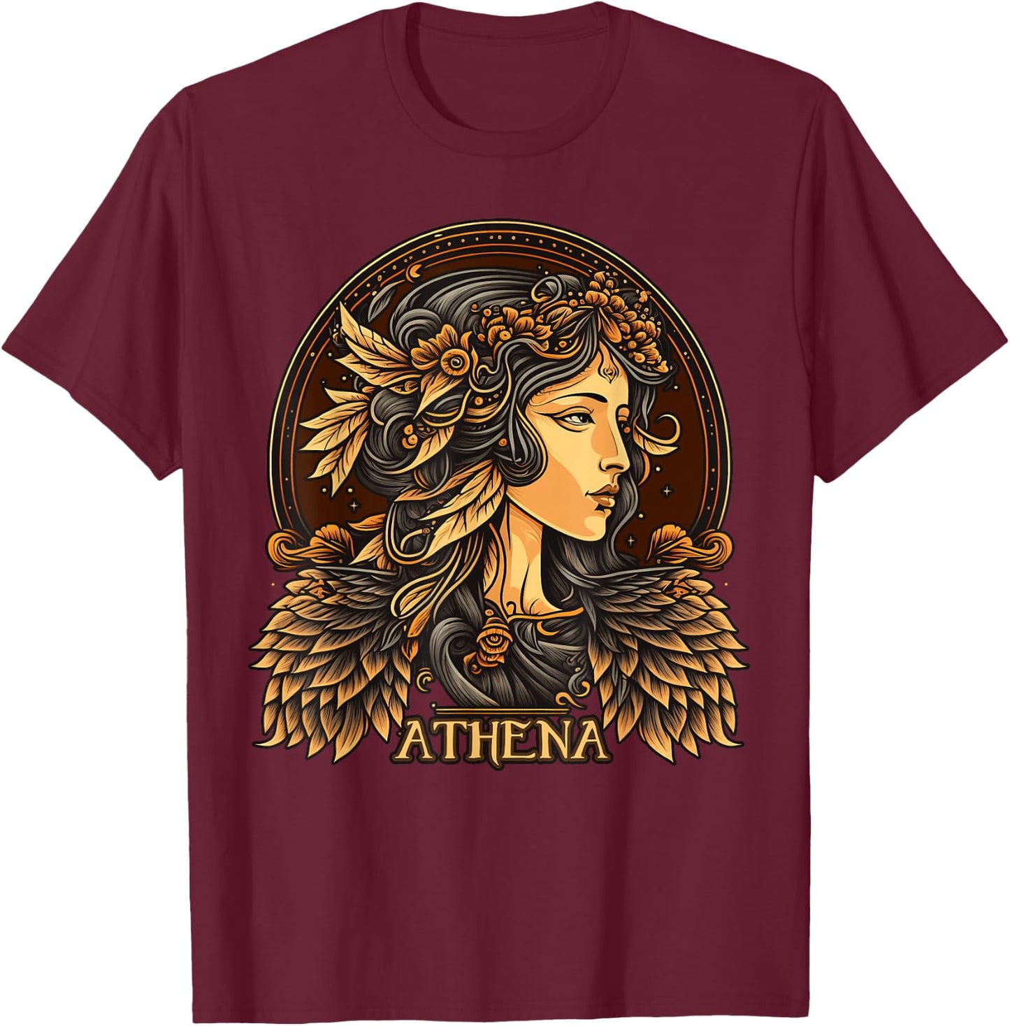Greek Mythology Ancient Goddess Athena Olympian Deity T-Shirt - T-Shirt | Maroon