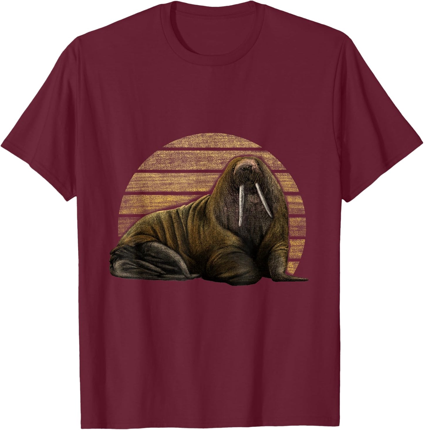 Walrus Drawing - Realistic Sea Lion Seals, Walrus T-Shirt - T-Shirt | Maroon