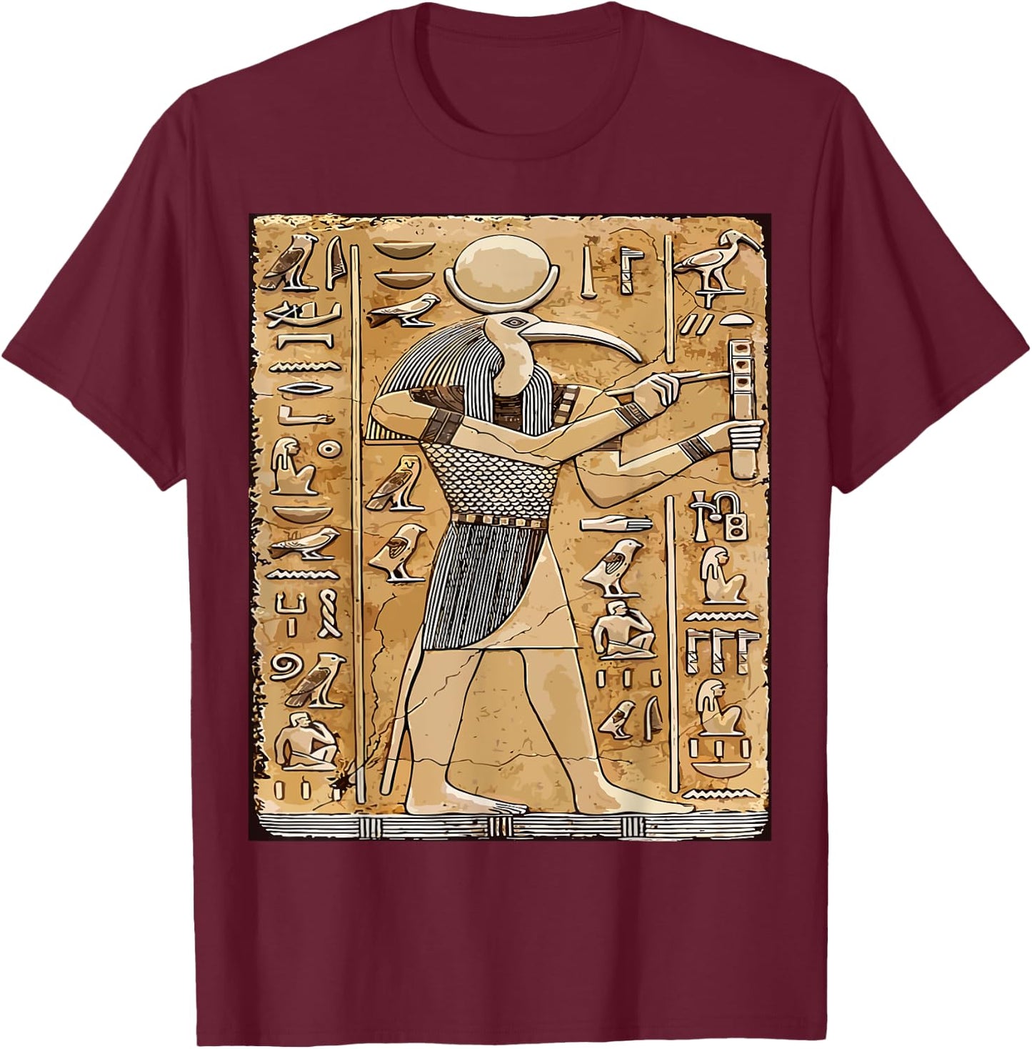 Djehuty | Egyptian God Of Moon | THOTH T-Shirt - T-Shirt | Maroon