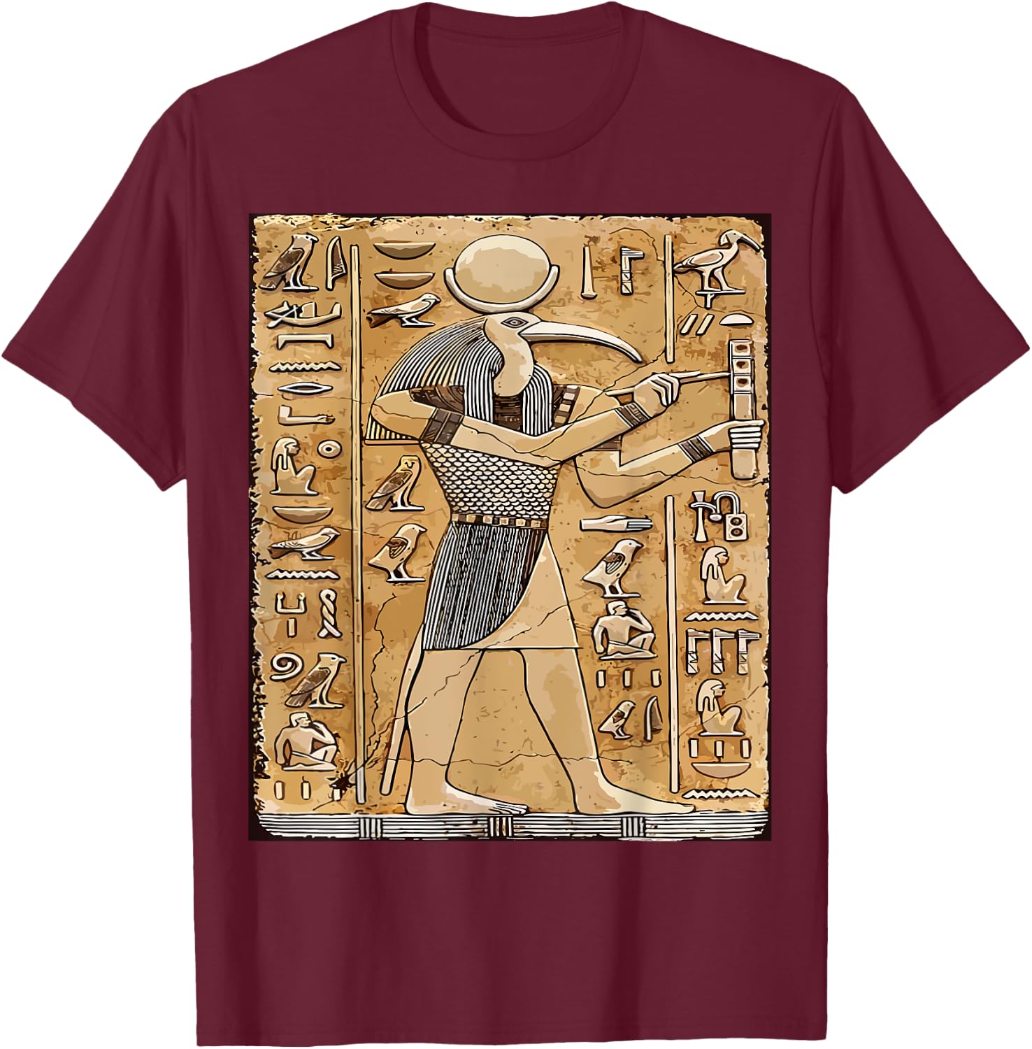 Djehuty | Egyptian God Of Moon | THOTH T-Shirt - T-Shirt | Maroon
