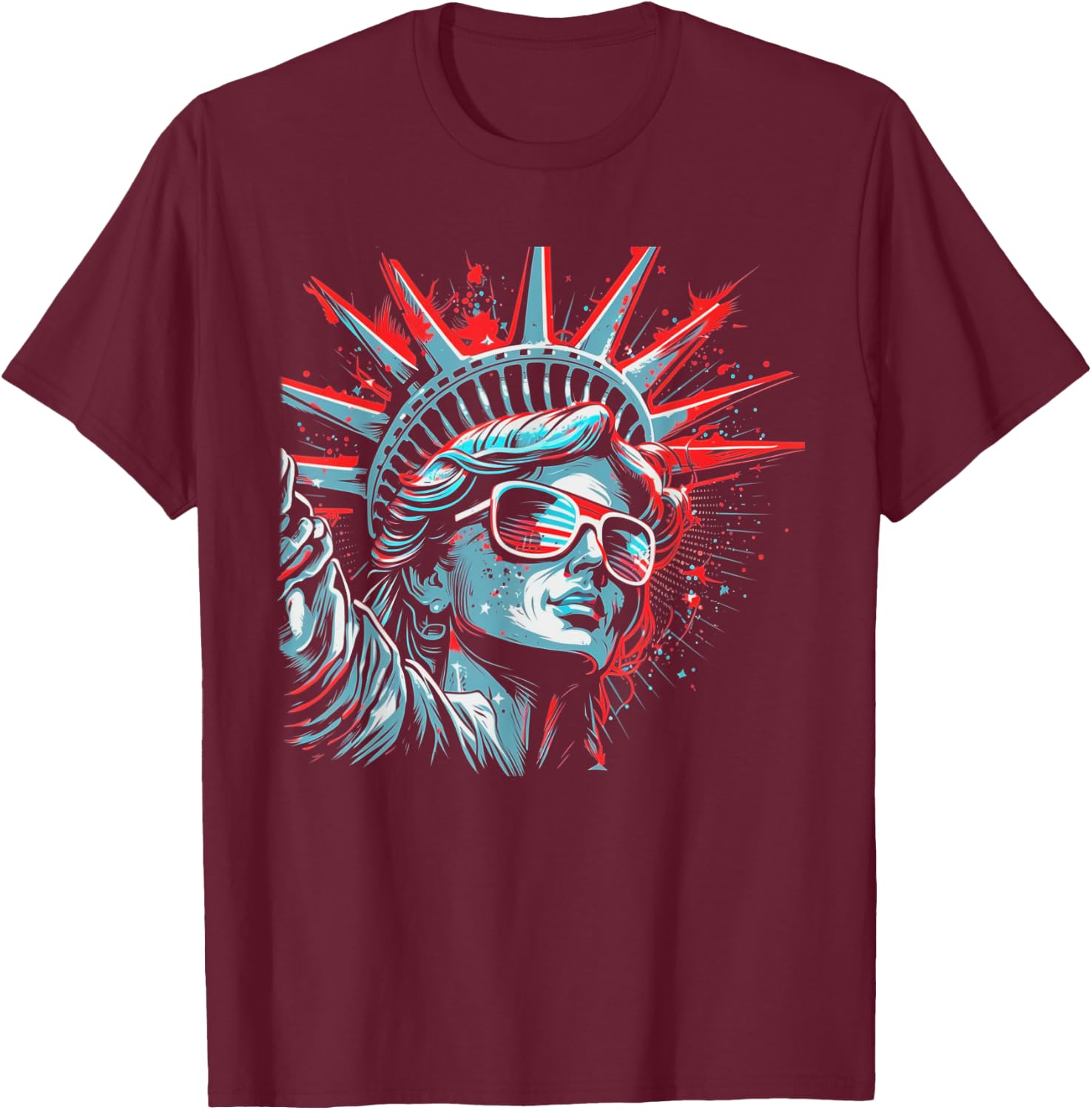 Statue Of Liberty 4th of July American Flag USA Funny T-Shirt - T-Shirt | Maroon