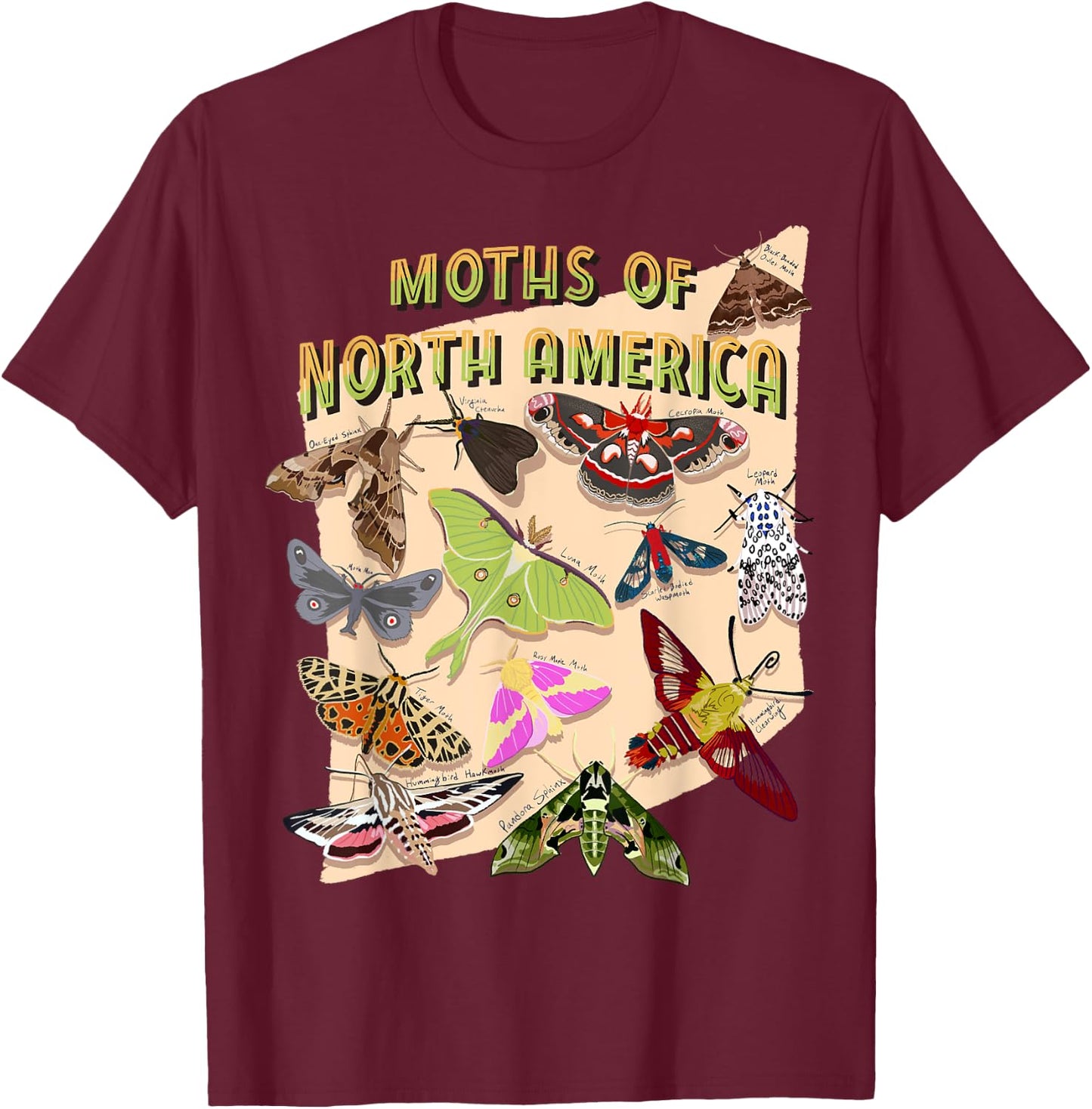 Moths of North America T-Shirt - T-Shirt | Maroon