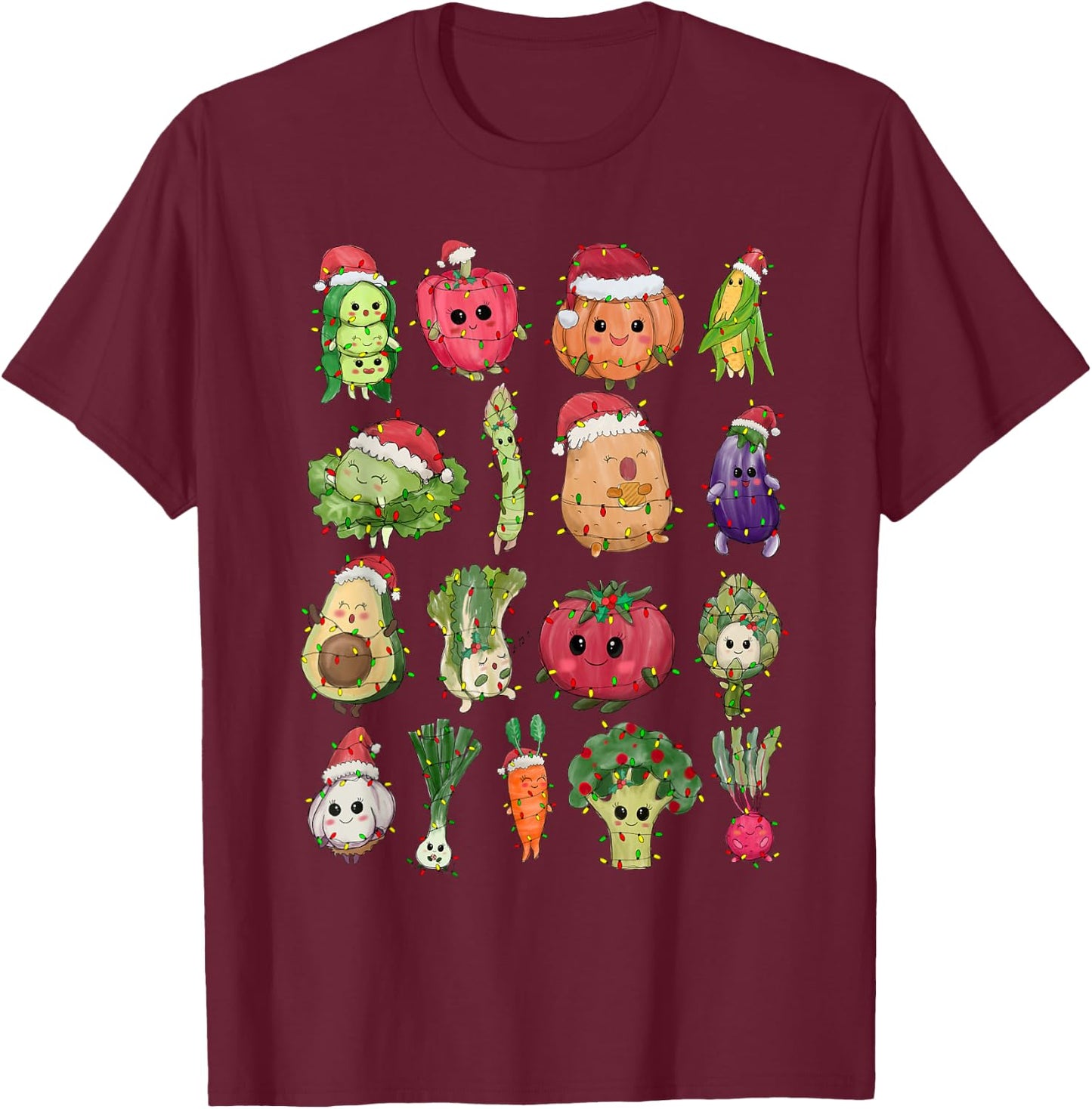 Christmas Lunch Lady Vegetable Food Christmas Tree Funny Xmas Vegan - Women's Black Small Fitted Short Sleeve T-Shirt - T-Shirt | Maroon
