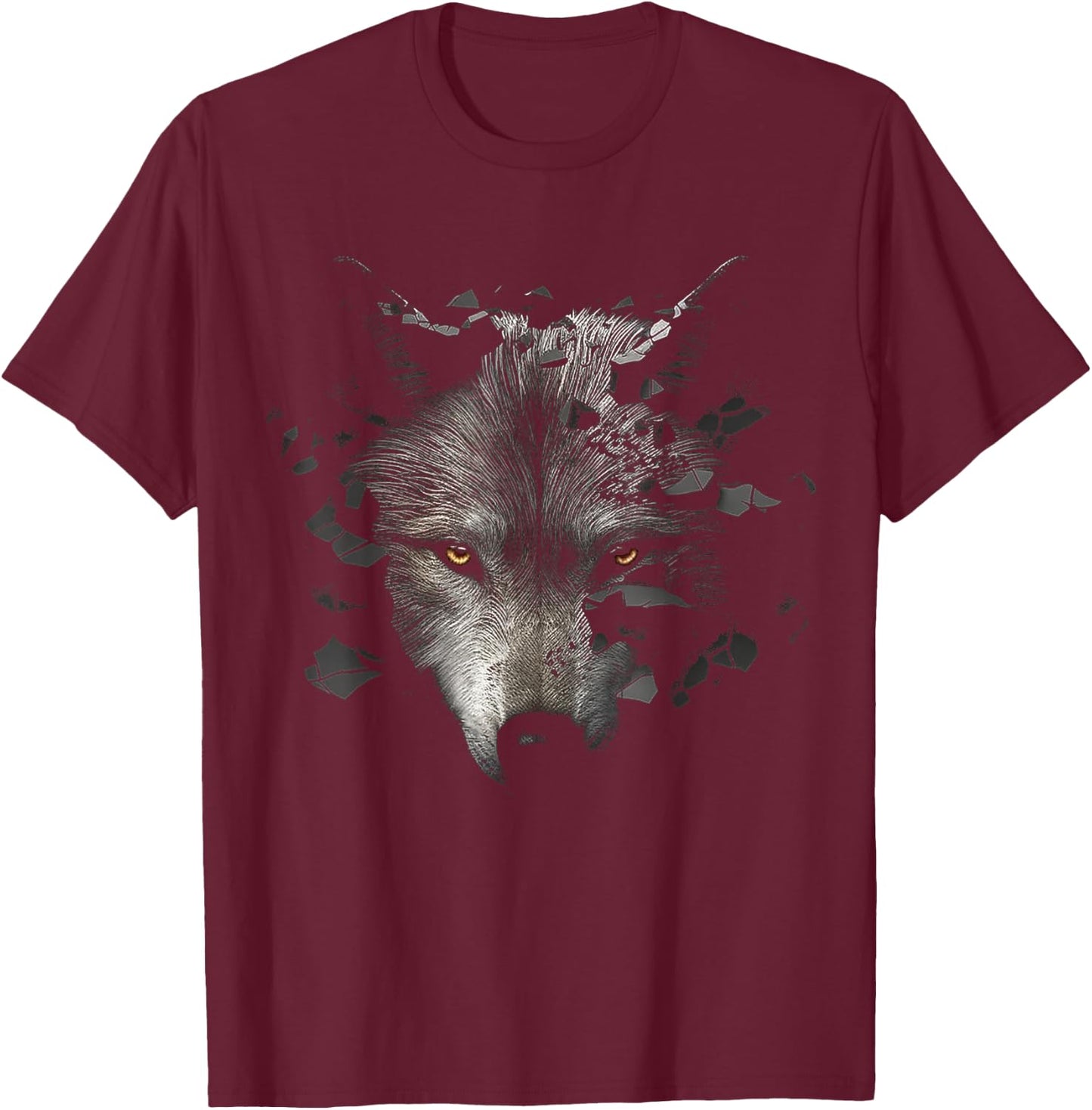 Wolf Lover Fantasy Artwork | Animal Motif Wolf T-Shirt - T-Shirt | Maroon