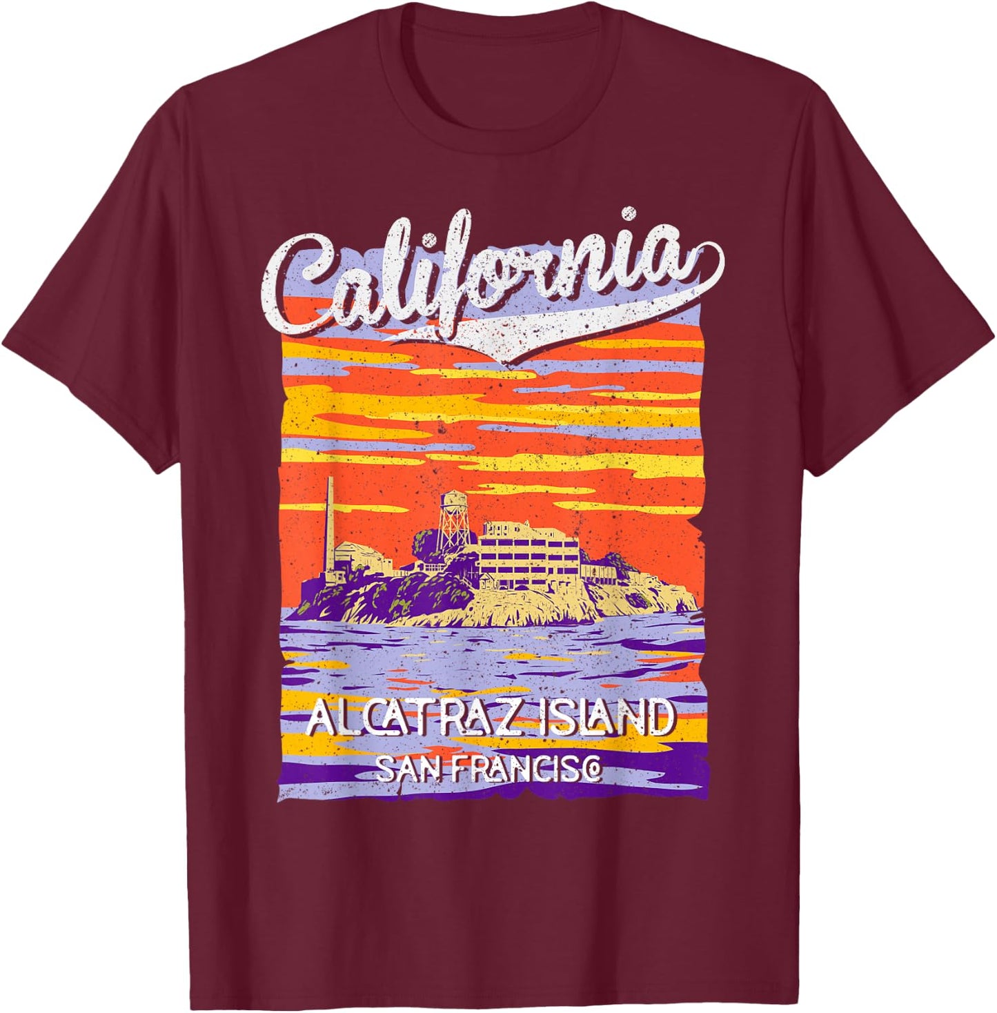 Alcatraz Island San Francisco CA Cali California Republic T-Shirt - T-Shirt | Maroon