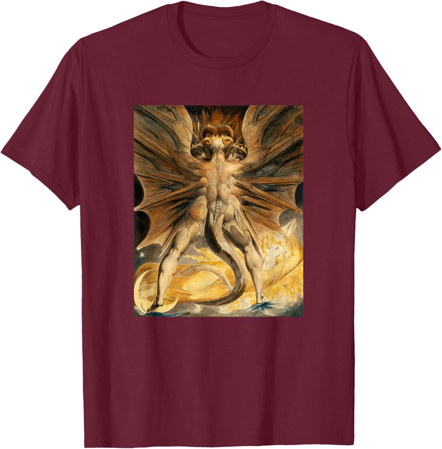 William Blake - The Dragon II - For Artists T-Shirt - T-Shirt | Maroon