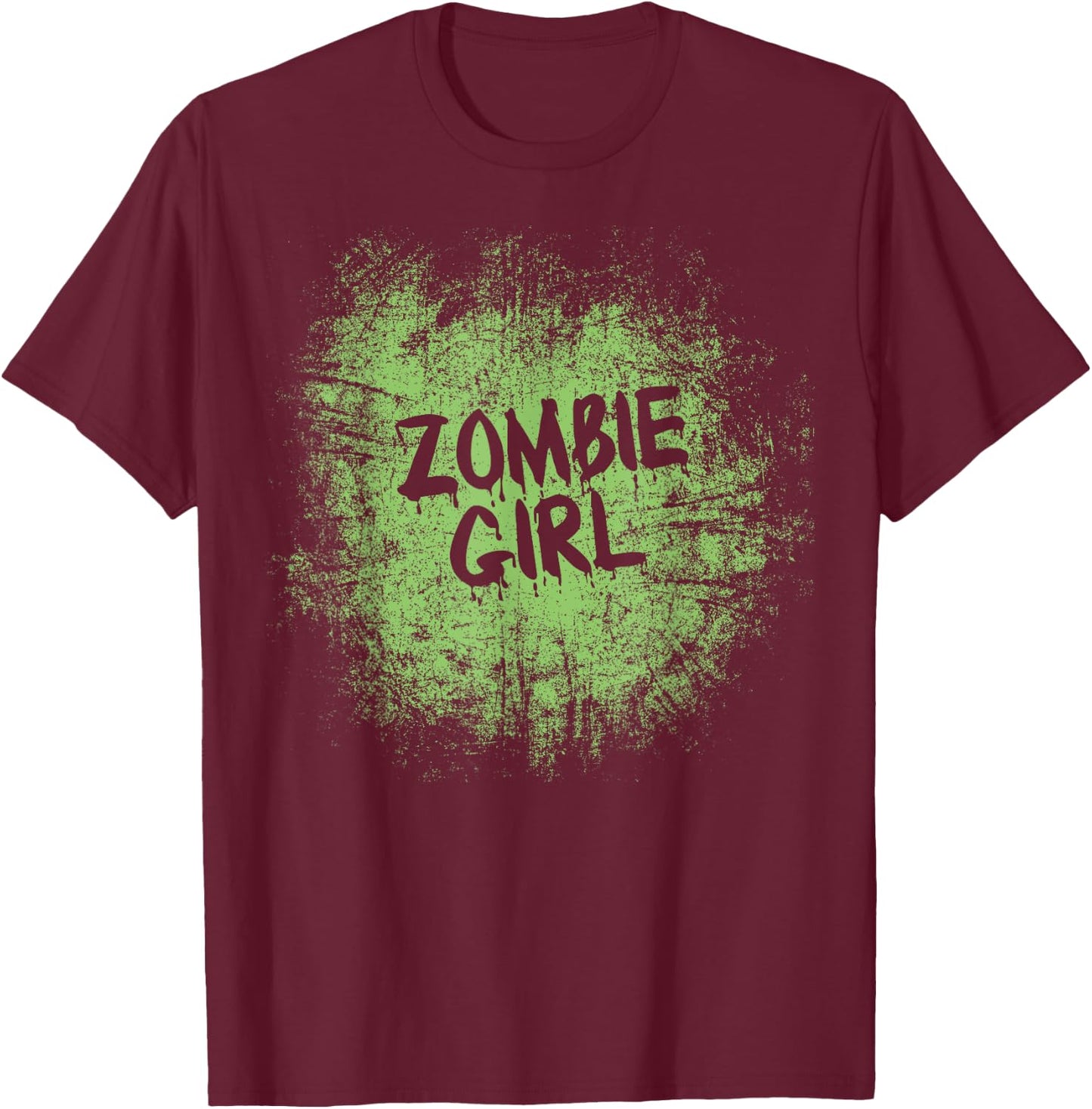 Zombie girl cool lazy halloween costume zombies family girls T-Shirt - T-Shirt | Maroon
