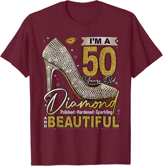 This Queen Makes 50 Looks Fabulous Shirt 50th Birthday Girls T-Shirt - T-Shirt | Maroon