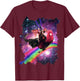Lazer Warrior Space Cat Riding Chicken with Pizza T-Shirt - T-Shirt | Maroon