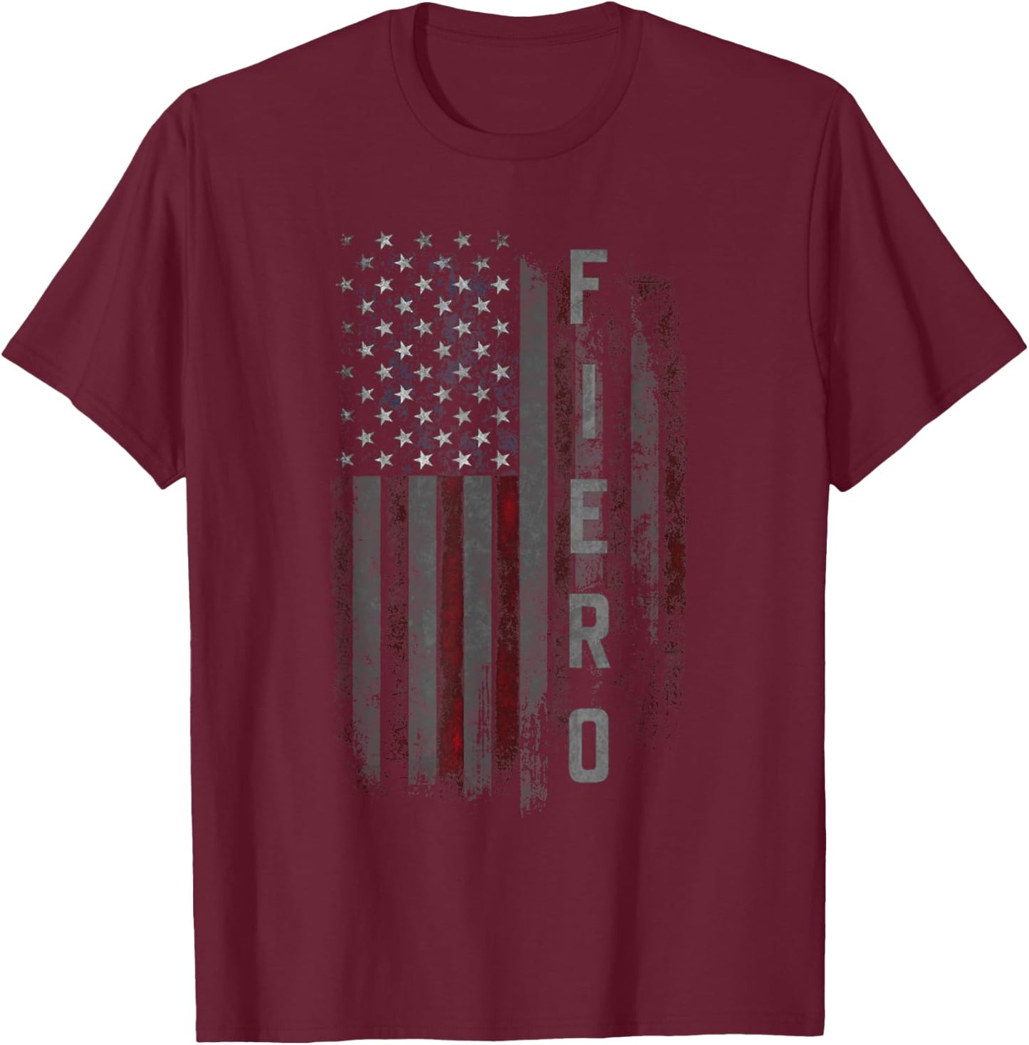 Fiero Family American Flag - Vintage Sports Car T-Shirt - T-Shirt | Maroon