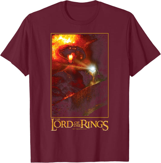 The Lord Of The Rings You Shall Not Pass! Balrog Poster T-Shirt - T-Shirt | Maroon