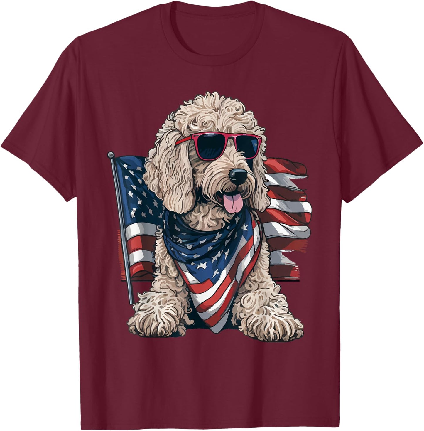 Goldendoodle 4th of july patriotic golden doodle dog T-Shirt - T-Shirt | Maroon