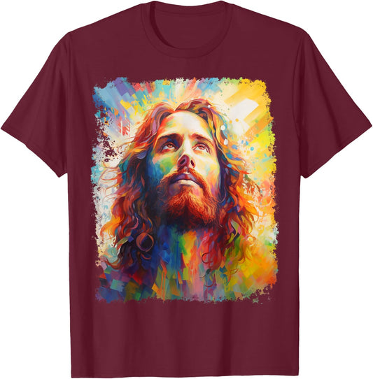 Jesus Christ Colorful T-Shirt - T-Shirt | Maroon