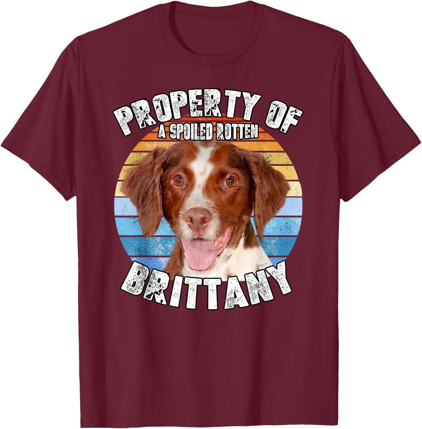 Brittany Spaniel Property Of T-Shirt - T-Shirt | Maroon