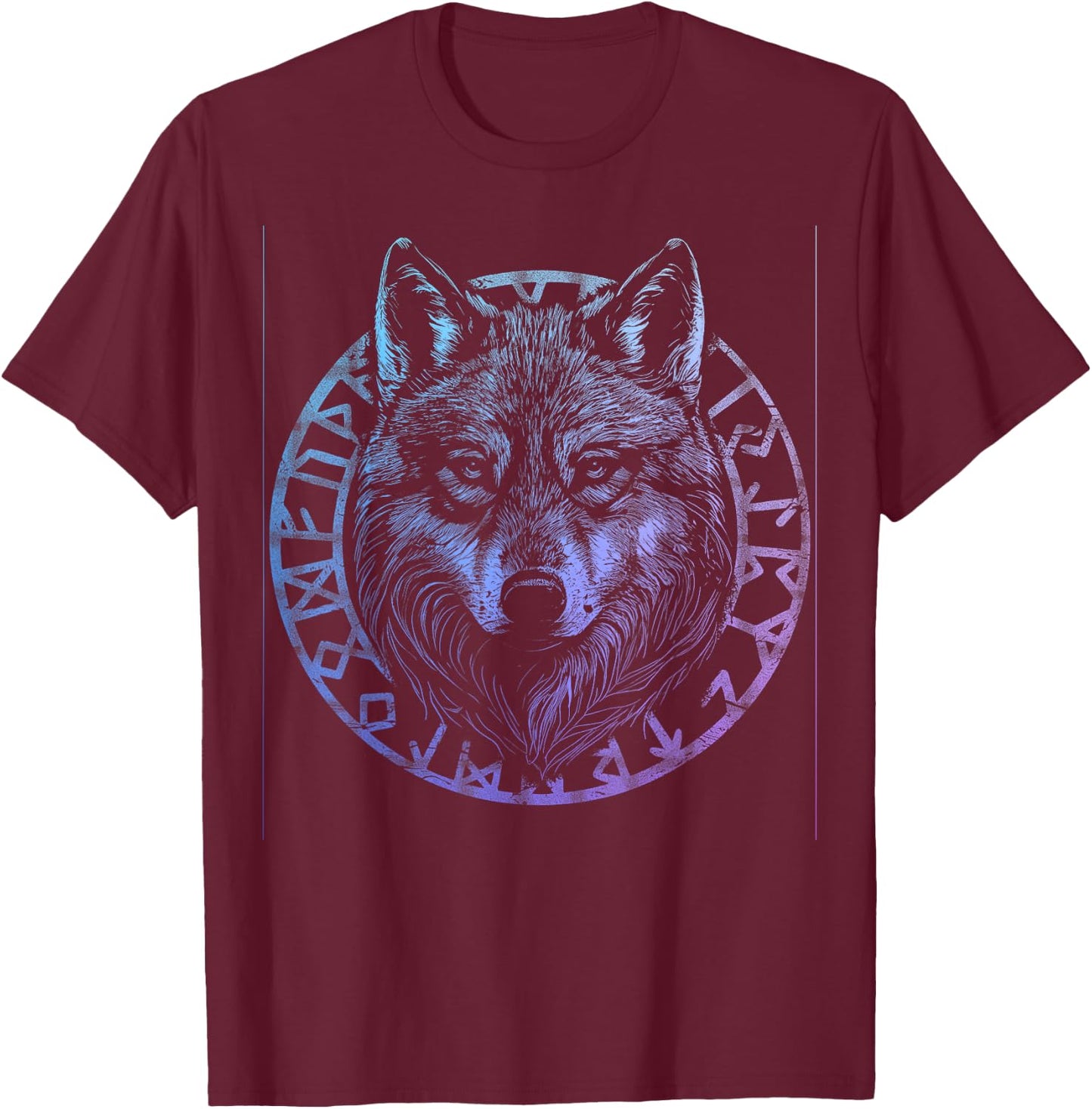 Wolf Viking Runes Nordic Celtic Wolf Lover T-Shirt - T-Shirt | Maroon