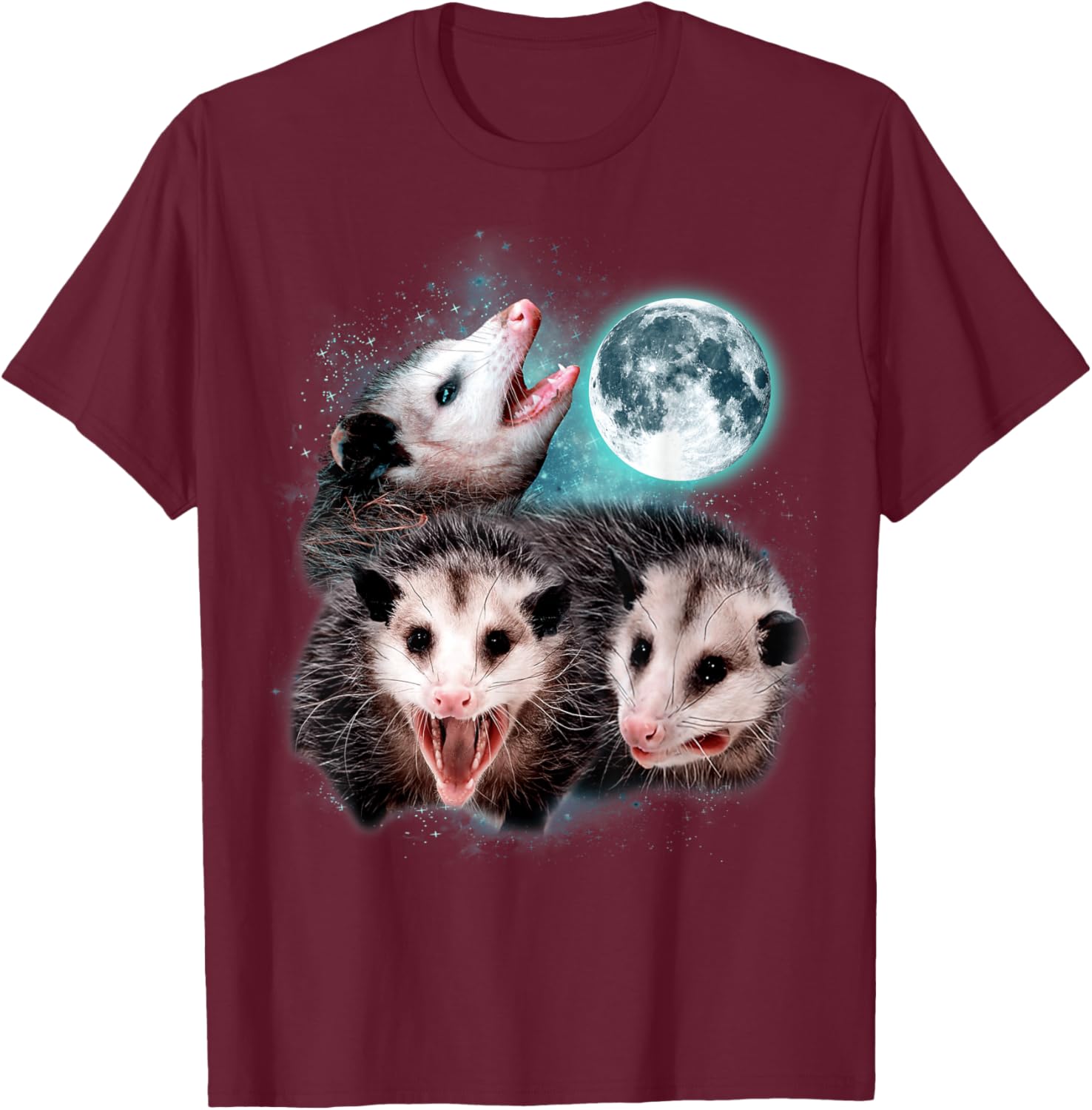 3 Opossum Moon Howling Opossum Head Funny , Women T-Shirt - T-Shirt | Maroon