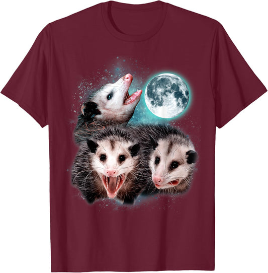 3 Opossum Moon Howling Opossum Head Funny , Women T-Shirt - T-Shirt | Maroon