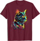 Colourful Art Cat Motif Animal Cat Men Women Kids T-Shirt - T-Shirt | Maroon