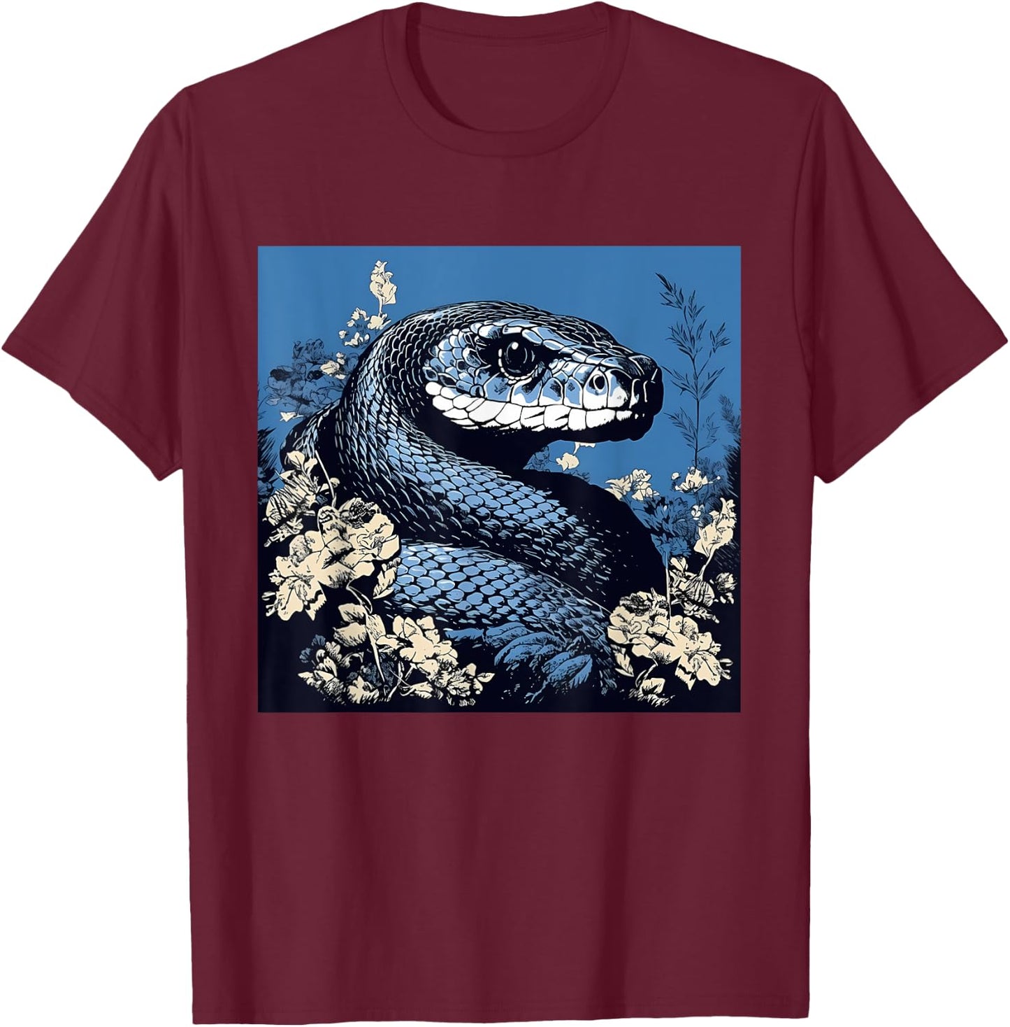 Retro Style Eastern Indigo Snake T-Shirt - T-Shirt | Maroon