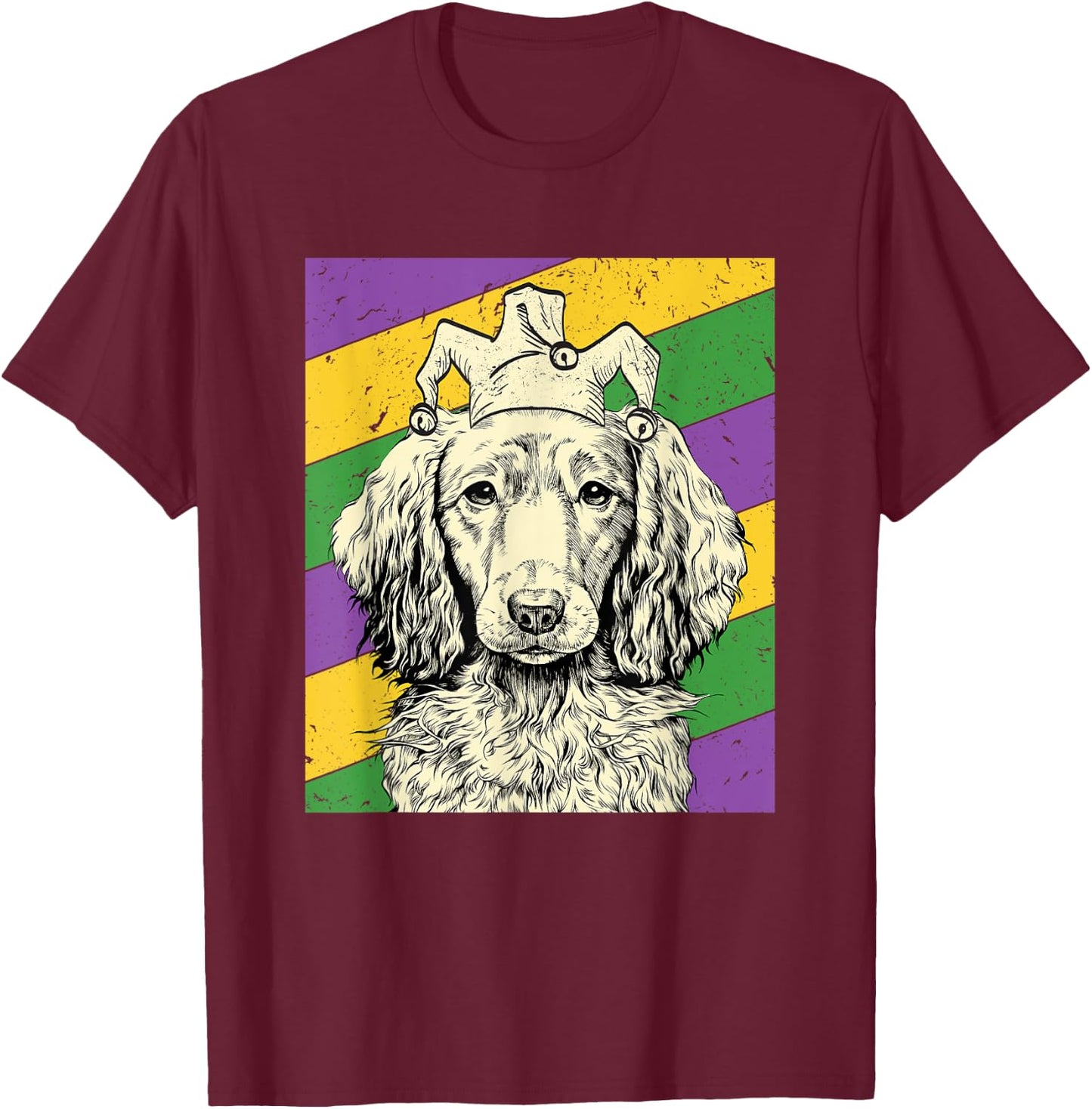 Dachshund Jester Funny Mardi Gras Doxie Dog Mom or Dad T-Shirt - T-Shirt | Maroon