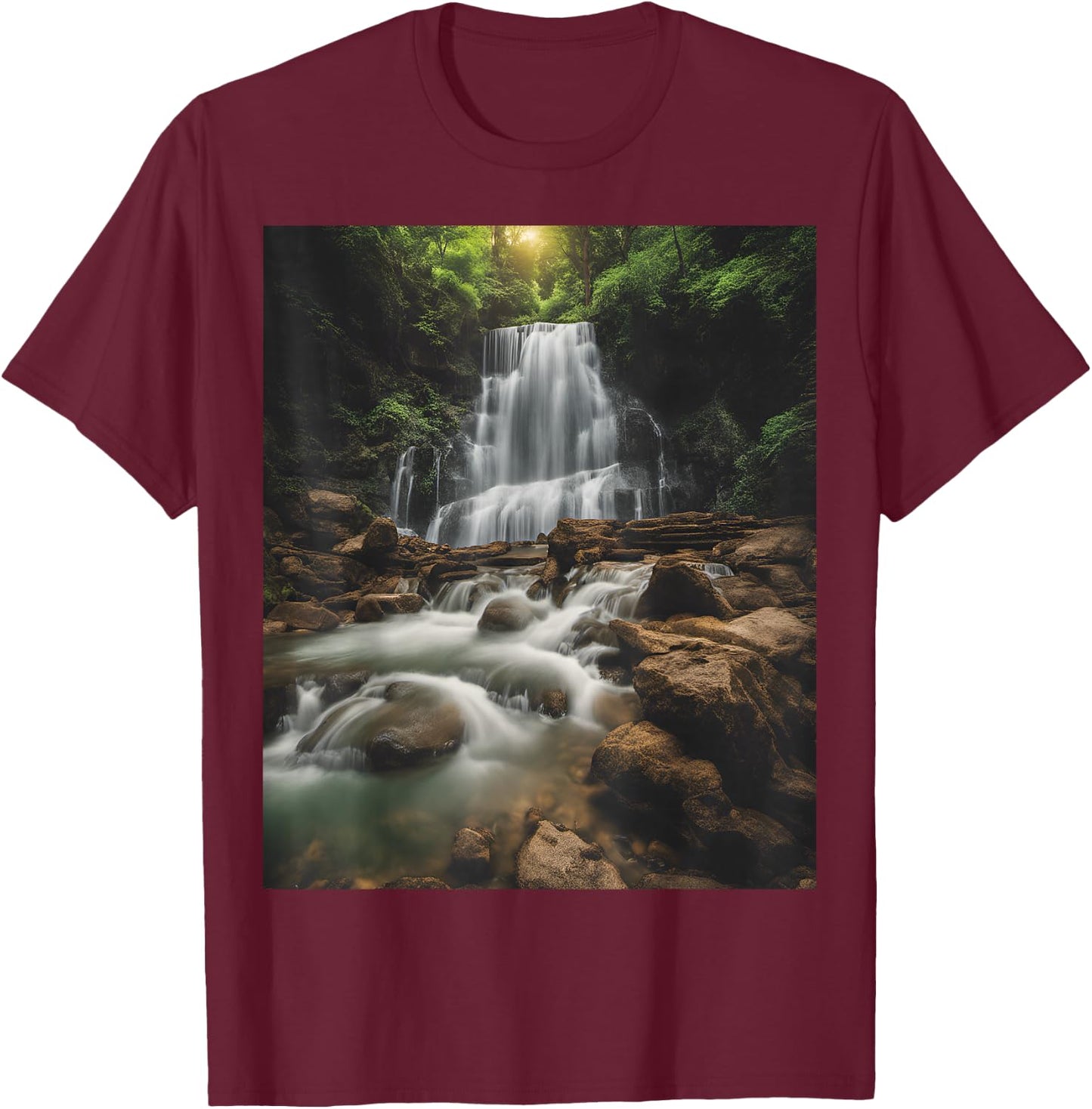 Waterfall Style Life: Pastel Falls And Nature Calls T-Shirt - T-Shirt | Maroon