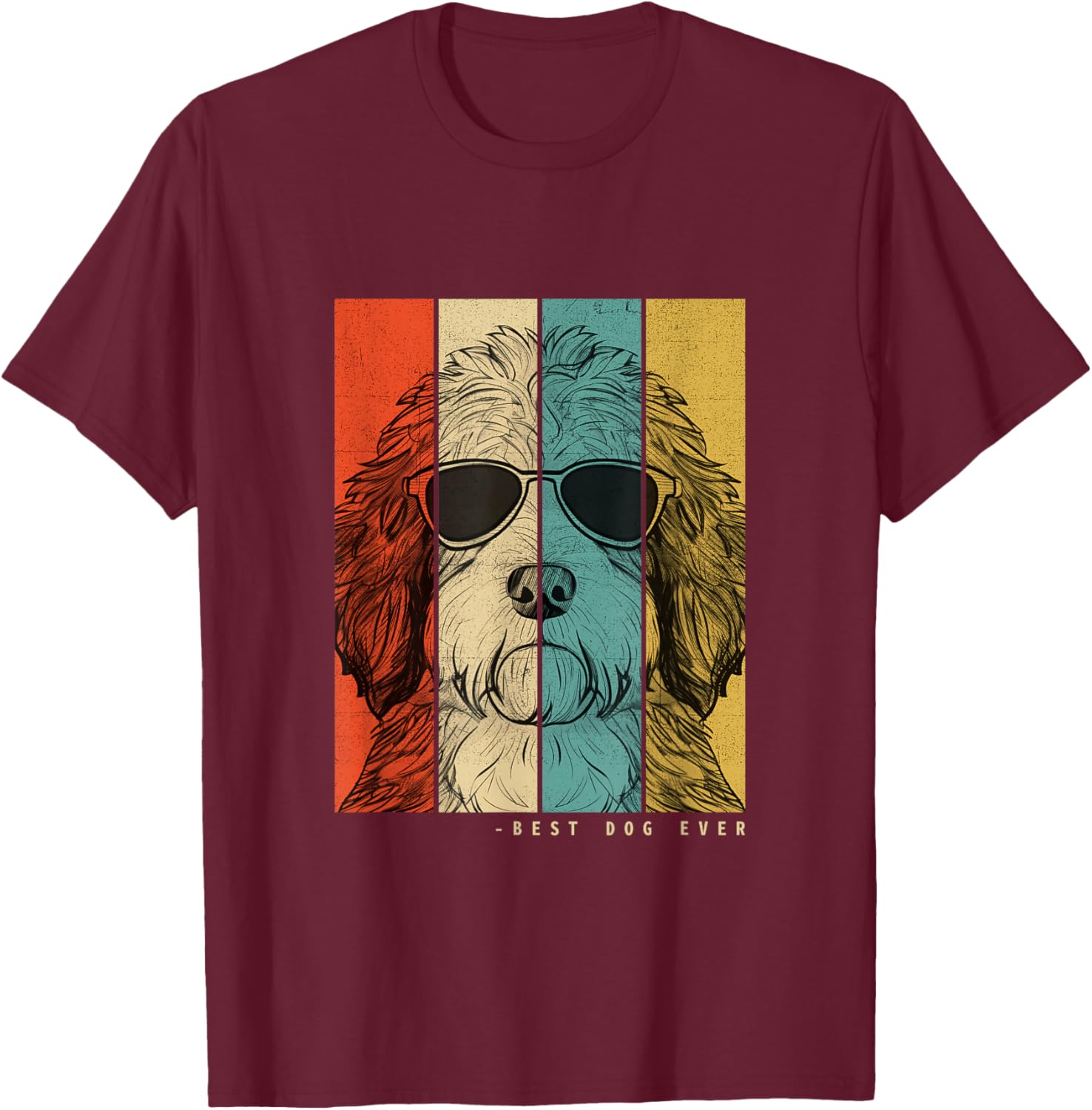 Vintage Saint Berdoodle Dog Mother Dad Children Men Women T-Shirt - T-Shirt | Maroon