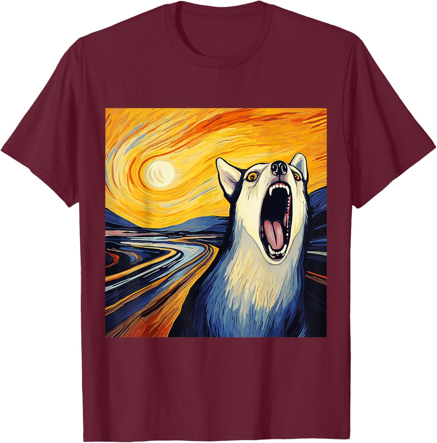 Siberian Husky The Scream For Dog Mom Dog Dad Women Kids T-Shirt - T-Shirt | Maroon