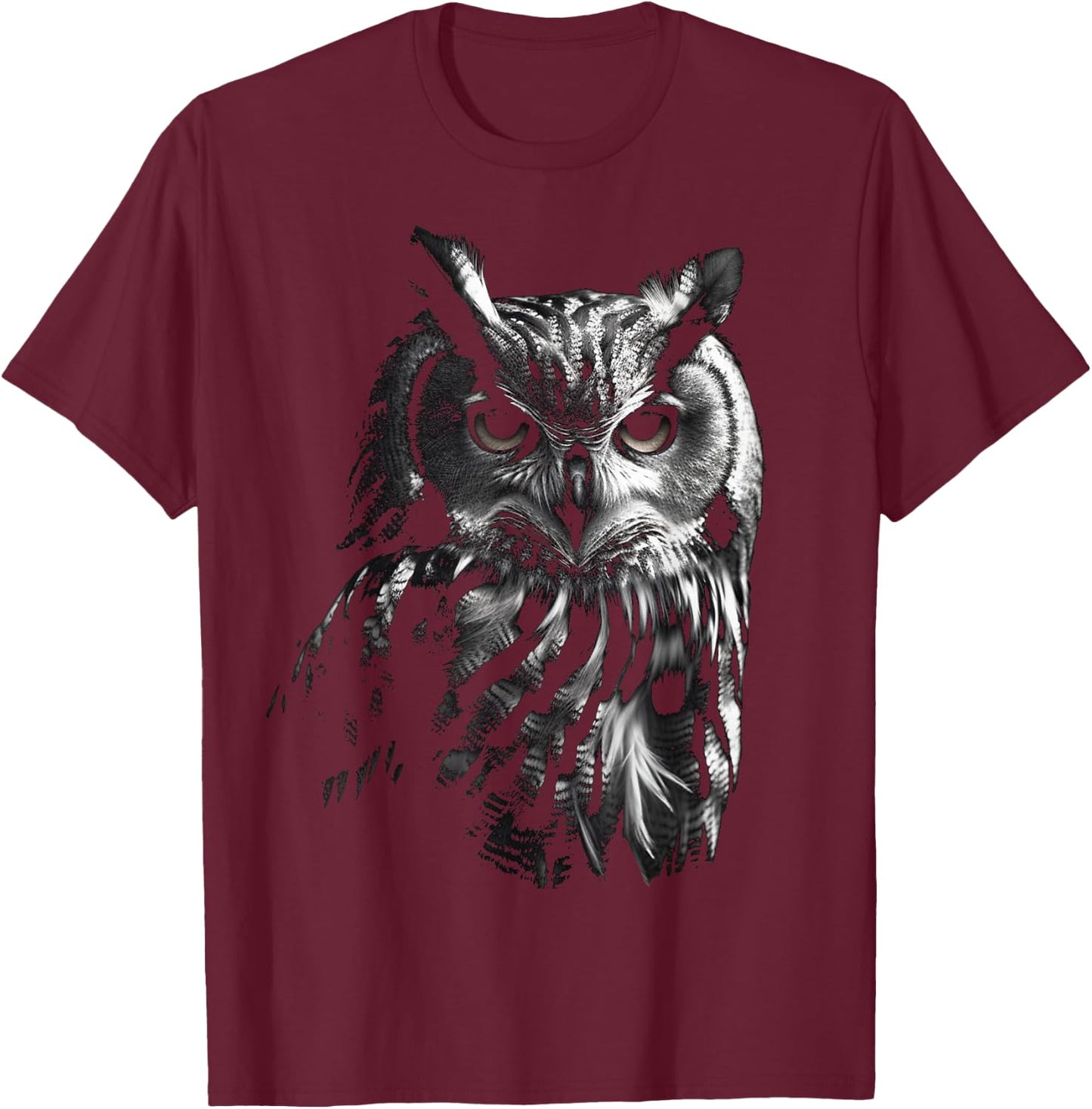 Owl Artwork - Bird Art Animal Owl T-Shirt - T-Shirt | Maroon