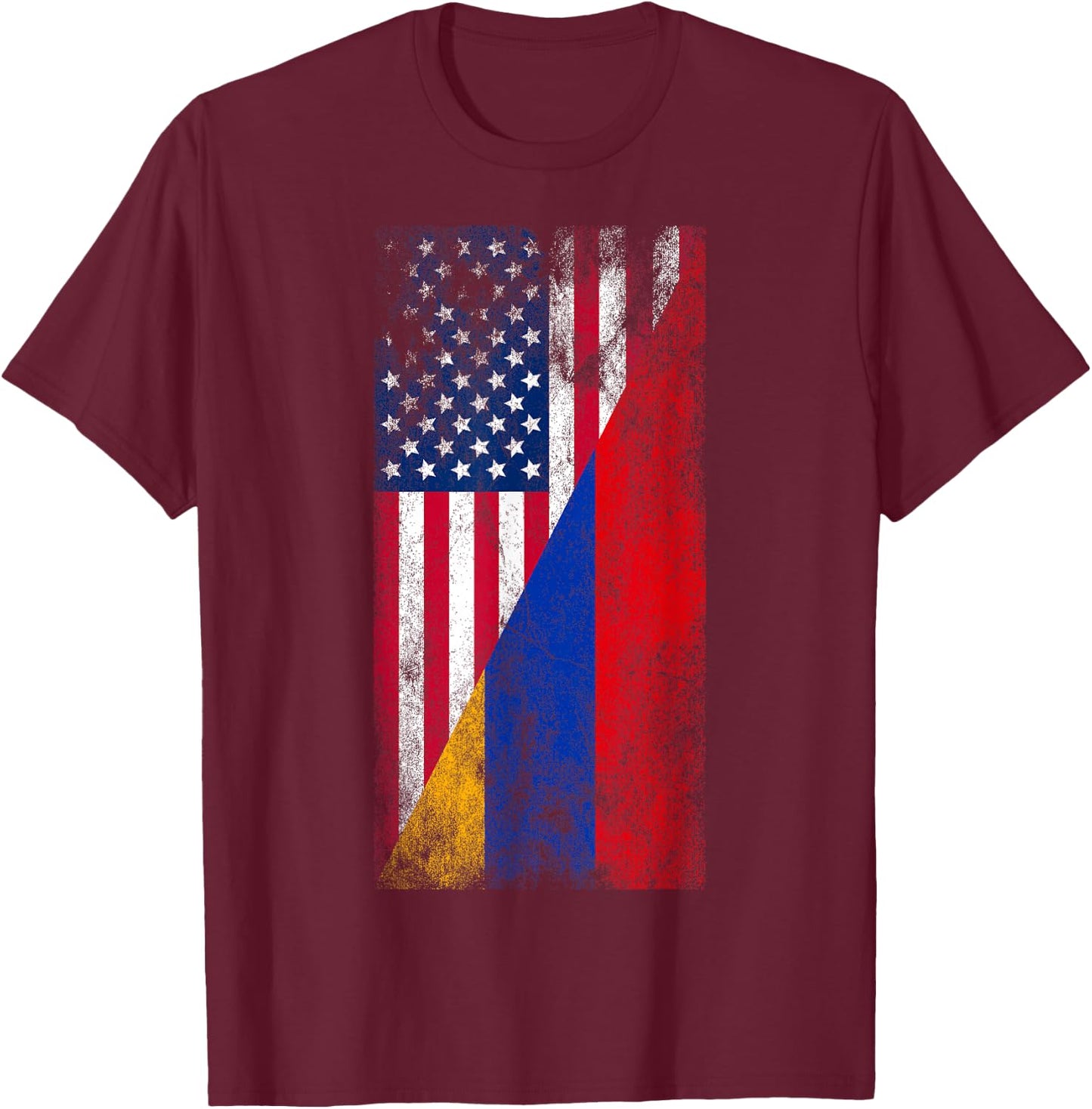 USA & Armenia Flags - United States of America, Armenian T-Shirt - T-Shirt | Maroon