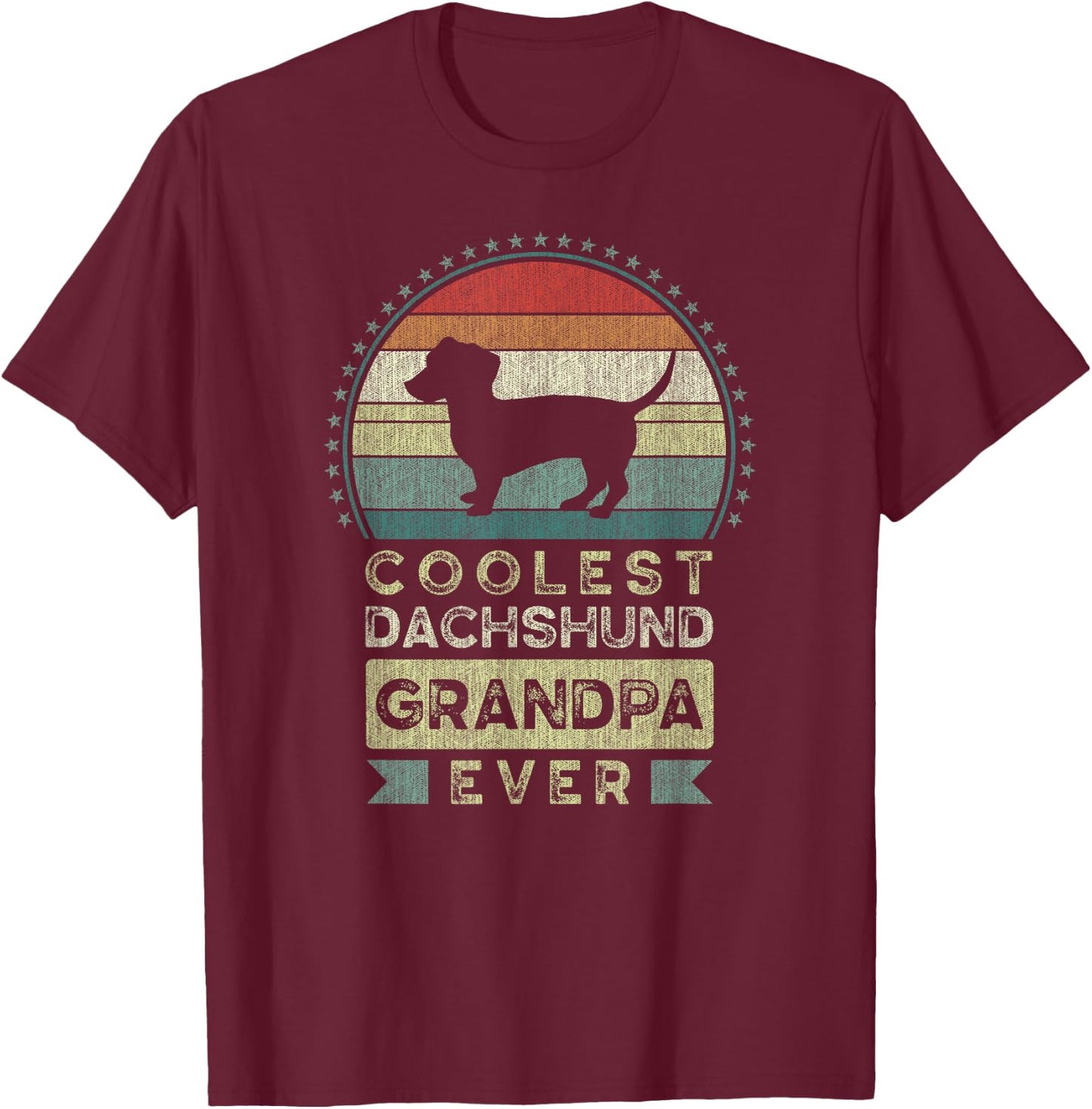 Coolest Dachshund Grandpa Ever, Father's Day, Grandfather T-Shirt - T-Shirt | Maroon