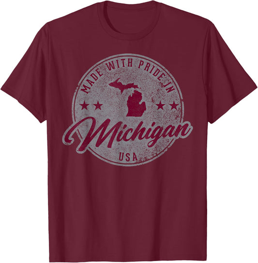 Vintage Great Lakes State Michigan Yooper Family Vacation T-Shirt - T-Shirt | Maroon