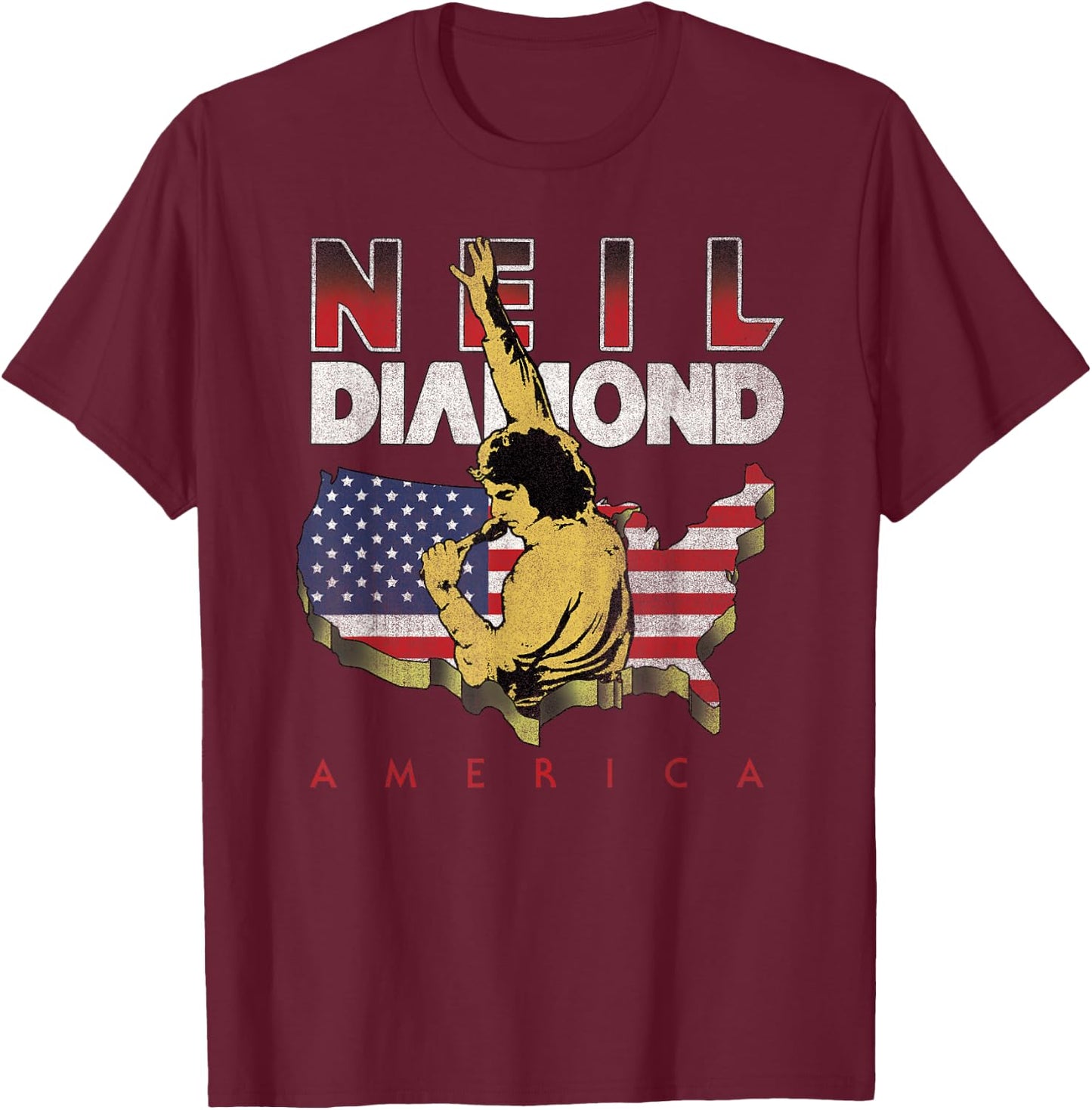 Official Neil Diamond America T-Shirt - T-Shirt | Maroon