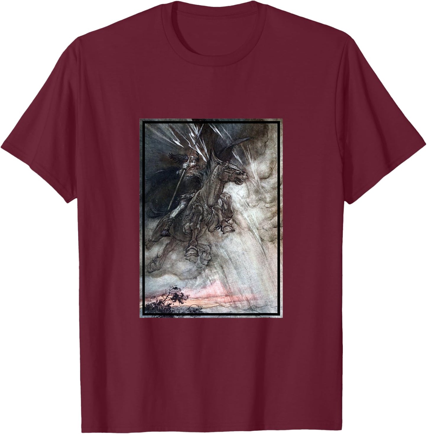 King Wotan - Rhinegold and the Valkyries Illustration T-Shirt - T-Shirt | Maroon