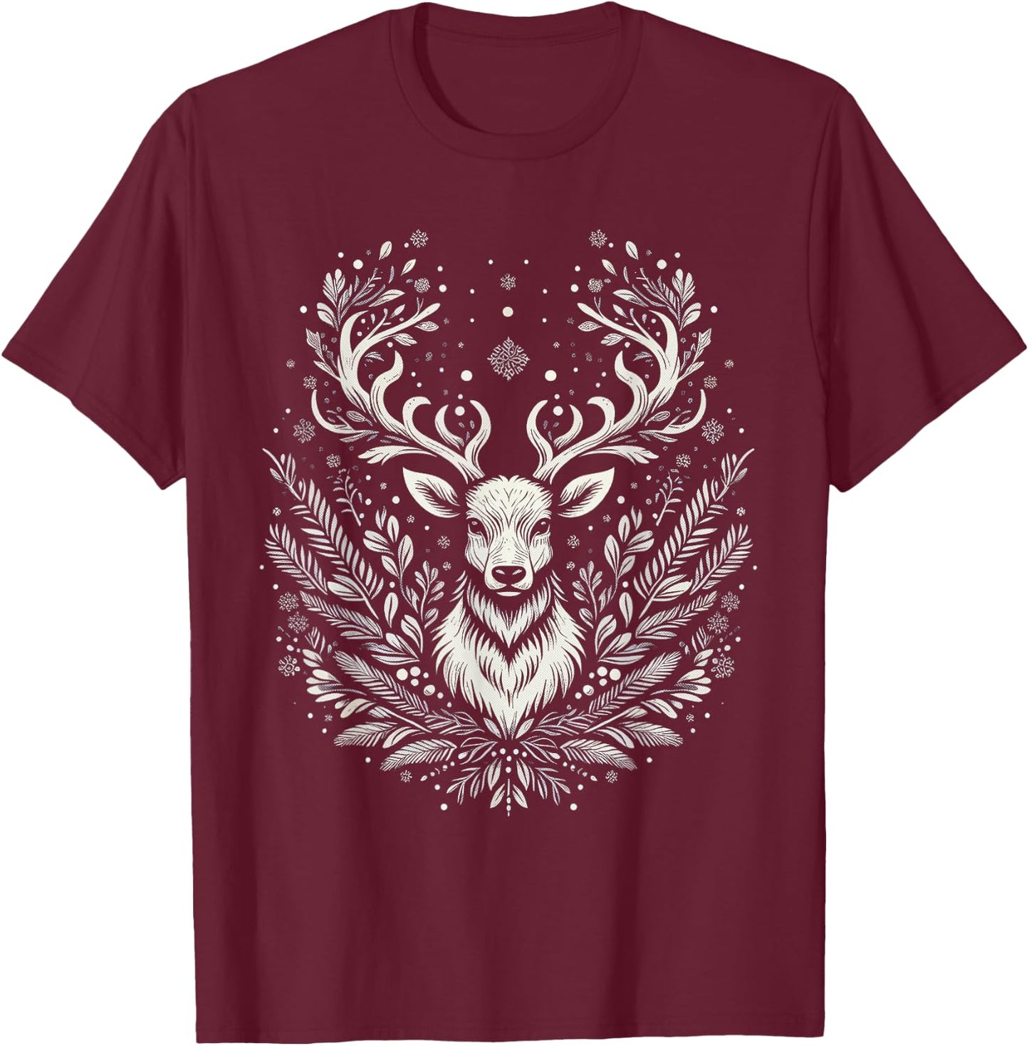 Christmas Reindeer Merry Christmas Xmas Morning Holiday T-Shirt - T-Shirt | Maroon
