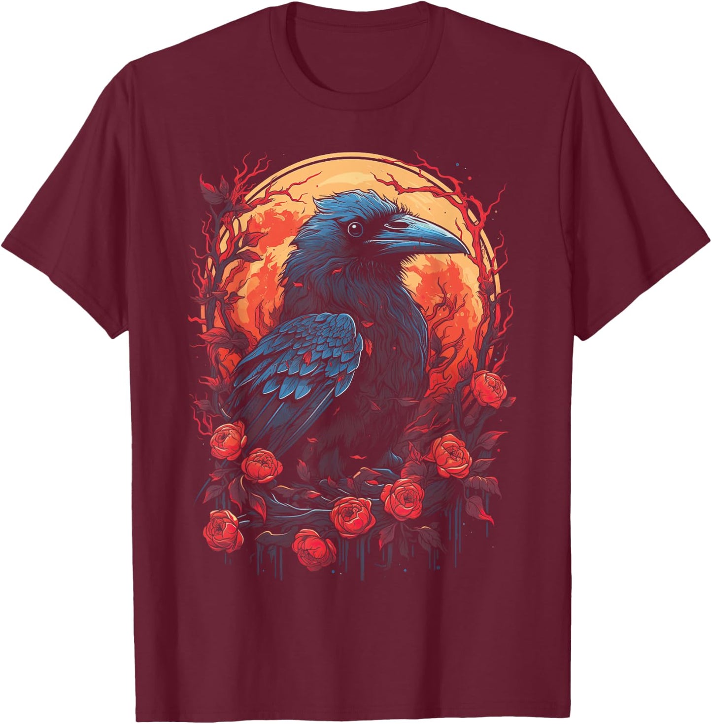 Raven Black gothic Occult Viking Witchcraft T-Shirt - T-Shirt | Maroon